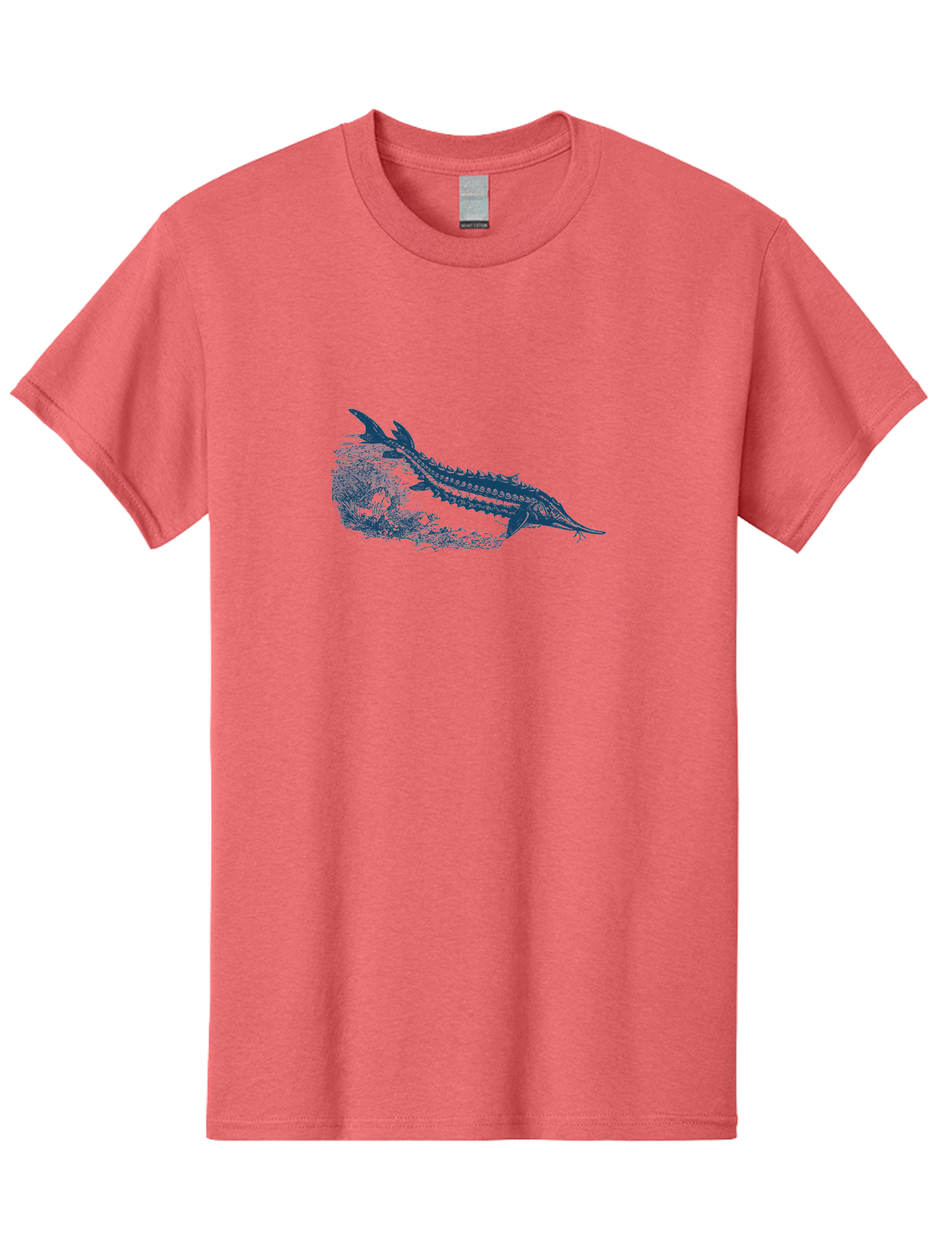 Ancient River Fish Men'S Graphic Tee, 100% Cotton, Comfortable Casual Summer Wear, Machine Washable, Sturgeon Fish, Aquatic Life, Marine Biology, Fish Illustration, Detailed Drawing, Underwater World, Wildlife Art Aae103