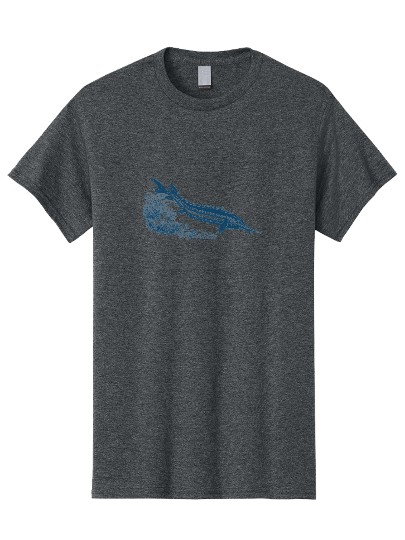 Ancient River Fish Men'S Graphic Tee, 100% Cotton, Comfortable Casual Summer Wear, Machine Washable, Sturgeon Fish, Aquatic Life, Marine Biology, Fish Illustration, Detailed Drawing, Underwater World, Wildlife Art Aae103