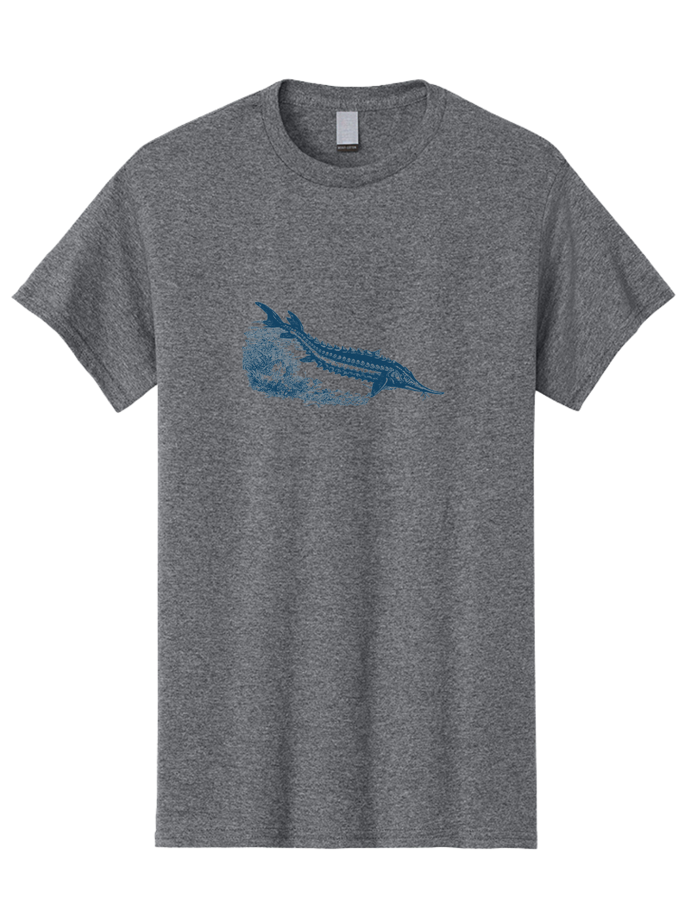 Ancient River Fish Men'S Graphic Tee, 100% Cotton, Comfortable Casual Summer Wear, Machine Washable, Sturgeon Fish, Aquatic Life, Marine Biology, Fish Illustration, Detailed Drawing, Underwater World, Wildlife Art Aae103