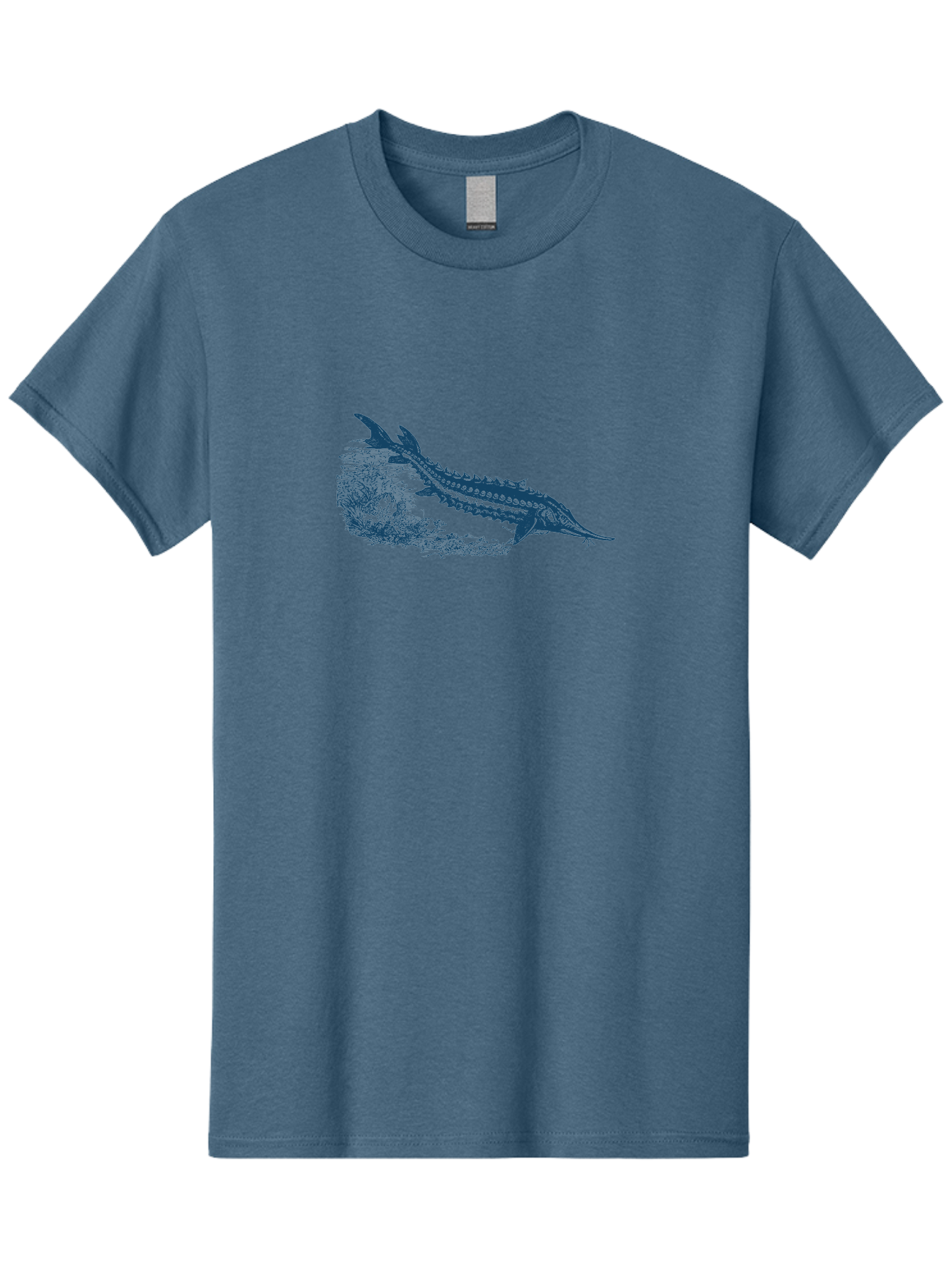 Ancient River Fish Men'S Graphic Tee, 100% Cotton, Comfortable Casual Summer Wear, Machine Washable, Sturgeon Fish, Aquatic Life, Marine Biology, Fish Illustration, Detailed Drawing, Underwater World, Wildlife Art Aae103