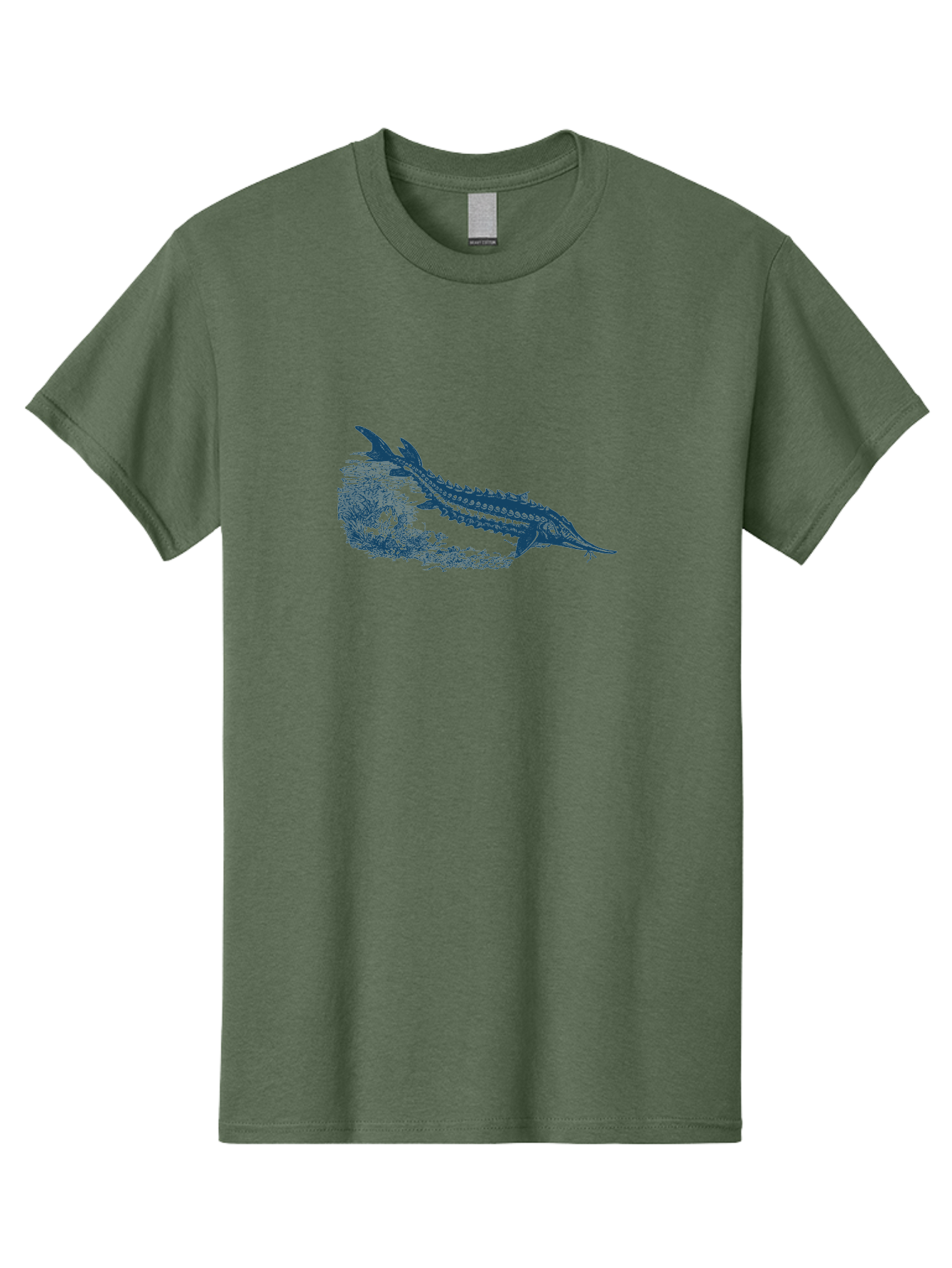 Ancient River Fish Men'S Graphic Tee, 100% Cotton, Comfortable Casual Summer Wear, Machine Washable, Sturgeon Fish, Aquatic Life, Marine Biology, Fish Illustration, Detailed Drawing, Underwater World, Wildlife Art Aae103