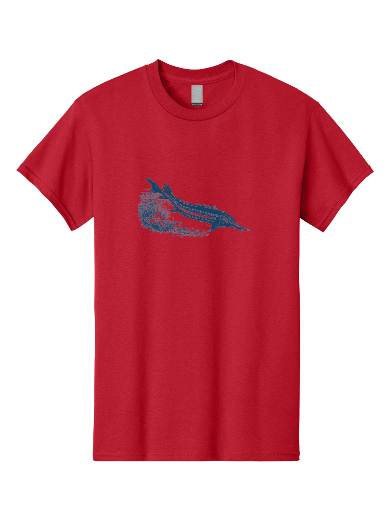 Ancient River Fish Men'S Graphic Tee, 100% Cotton, Comfortable Casual Summer Wear, Machine Washable, Sturgeon Fish, Aquatic Life, Marine Biology, Fish Illustration, Detailed Drawing, Underwater World, Wildlife Art Aae103