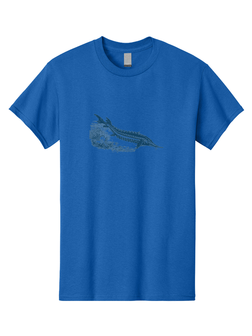 Ancient River Fish Men'S Graphic Tee, 100% Cotton, Comfortable Casual Summer Wear, Machine Washable, Sturgeon Fish, Aquatic Life, Marine Biology, Fish Illustration, Detailed Drawing, Underwater World, Wildlife Art Aae103