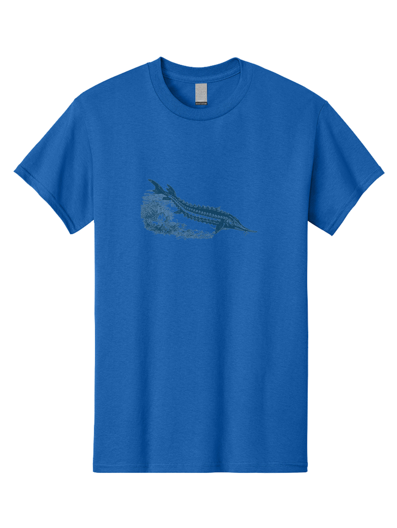 Ancient River Fish Men'S Graphic Tee, 100% Cotton, Comfortable Casual Summer Wear, Machine Washable, Sturgeon Fish, Aquatic Life, Marine Biology, Fish Illustration, Detailed Drawing, Underwater World, Wildlife Art Aae103