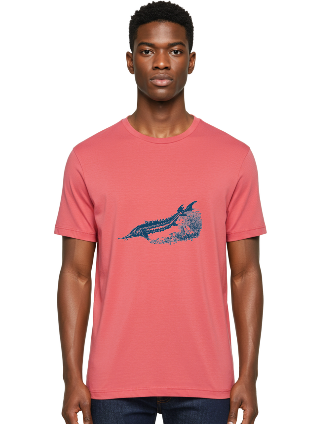 Ancient River Fish 2 Men'S Graphic Tee, 100% Cotton, Comfortable Casual Summer Wear, Machine Washable, Sawshark, Marine Life, Ocean Creature, Underwater World, Fish Illustration, Aquatic Animal, Shark Species, Detailed Artwork, Aae104