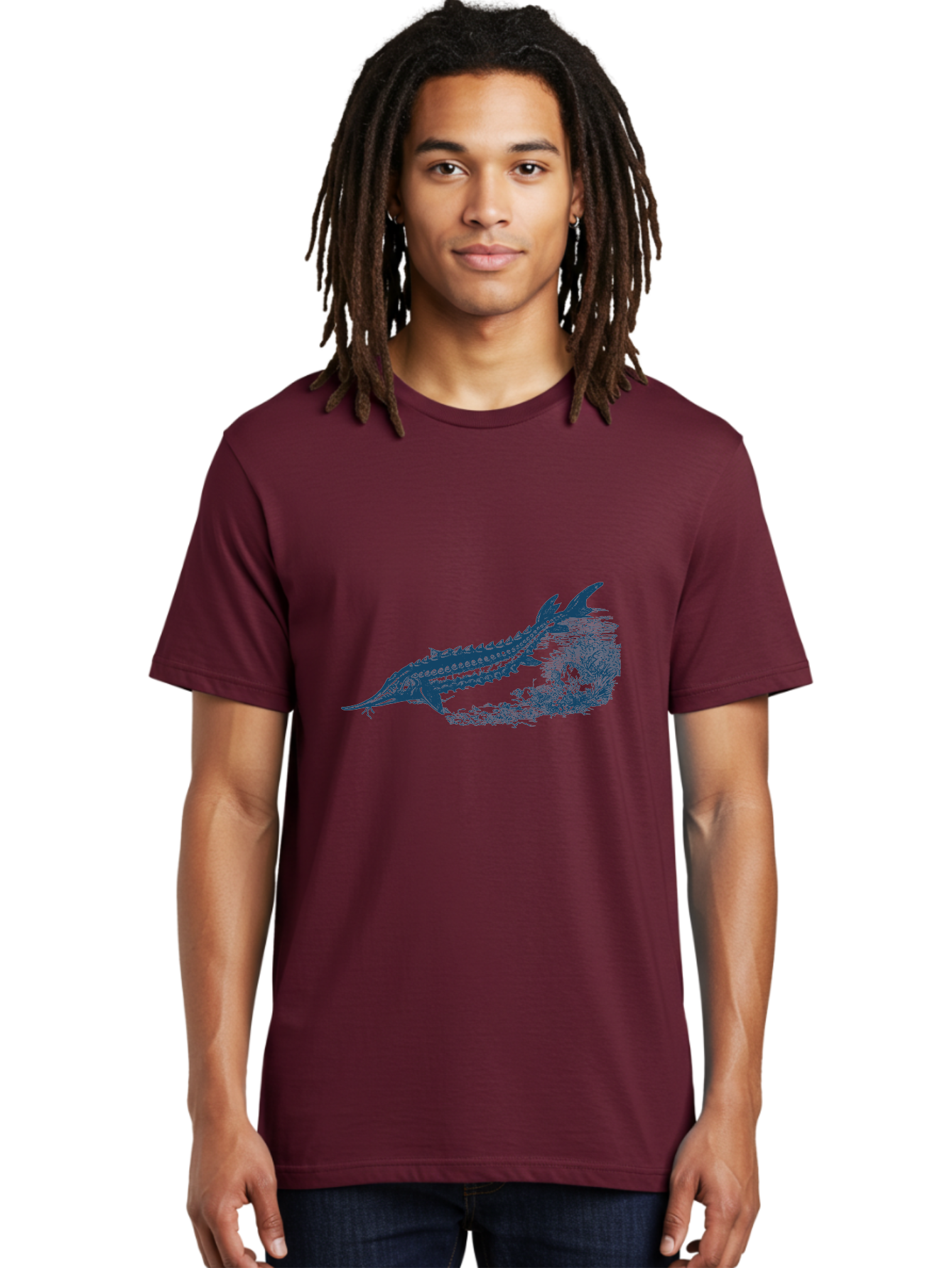 Ancient River Fish 2 Men'S Graphic Tee, 100% Cotton, Comfortable Casual Summer Wear, Machine Washable, Sawshark, Marine Life, Ocean Creature, Underwater World, Fish Illustration, Aquatic Animal, Shark Species, Detailed Artwork, Aae104