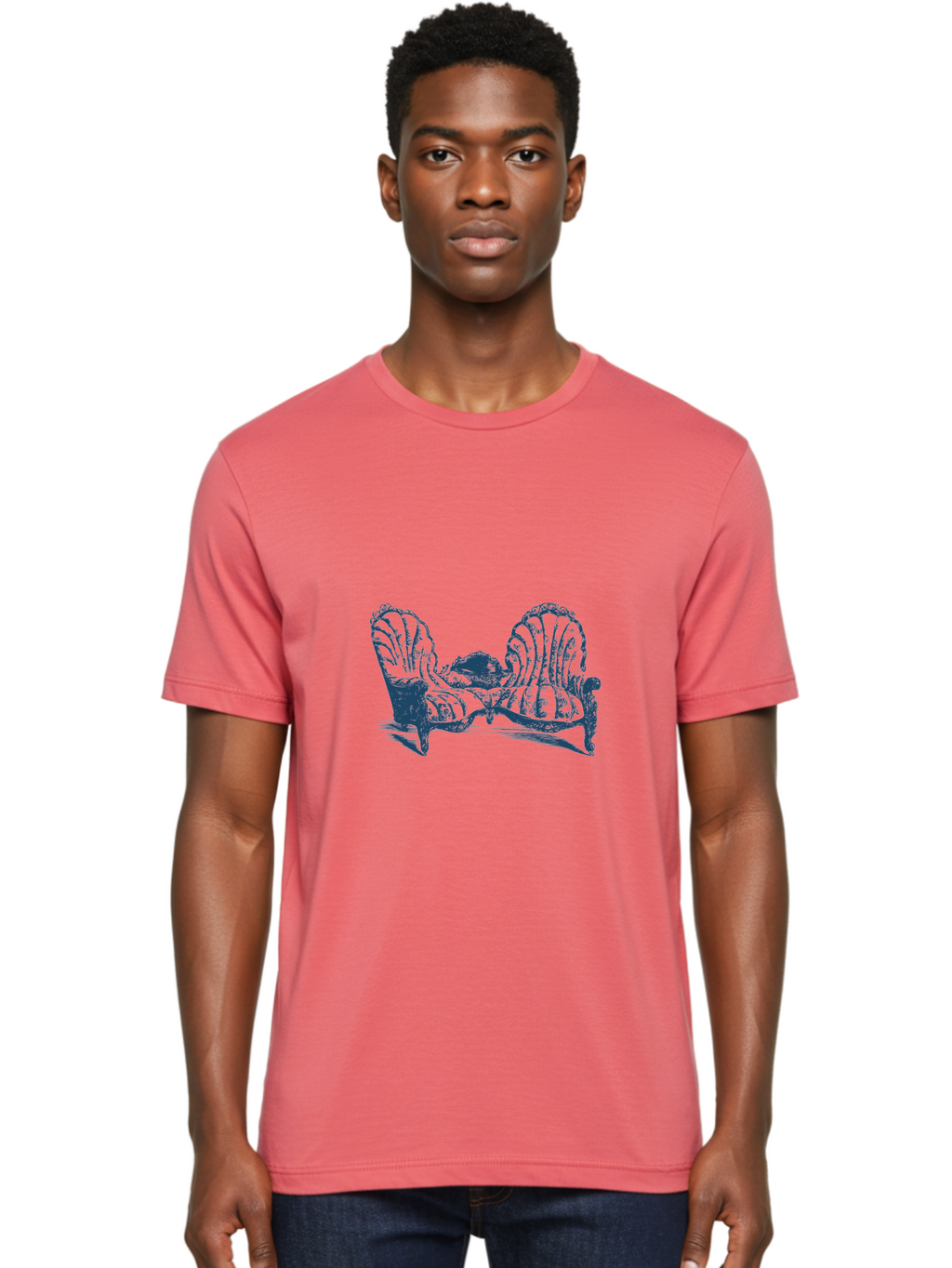 Antique Bloom Sofa Men'S Graphic Tee, 100% Cotton, Comfortable Casual Summer Wear, Machine Washable, Vintage Couch, Ornate Furniture, Reclining Woman, Luxurious Decor, Antique Style, Elegant Atmosphere, Relaxation, Classic Design Aae106