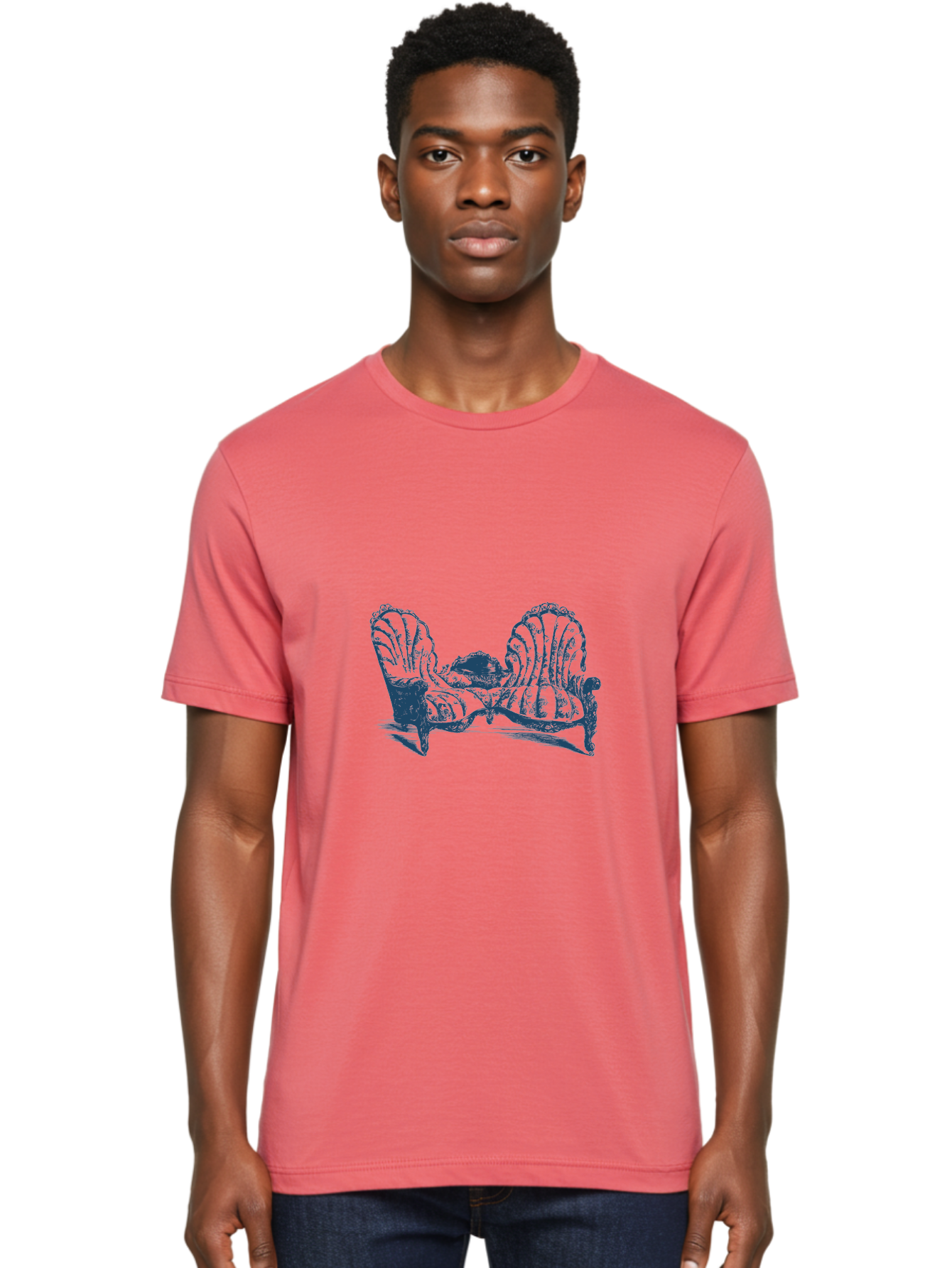 Antique Bloom Sofa Men'S Graphic Tee, 100% Cotton, Comfortable Casual Summer Wear, Machine Washable, Vintage Couch, Ornate Furniture, Reclining Woman, Luxurious Decor, Antique Style, Elegant Atmosphere, Relaxation, Classic Design Aae106