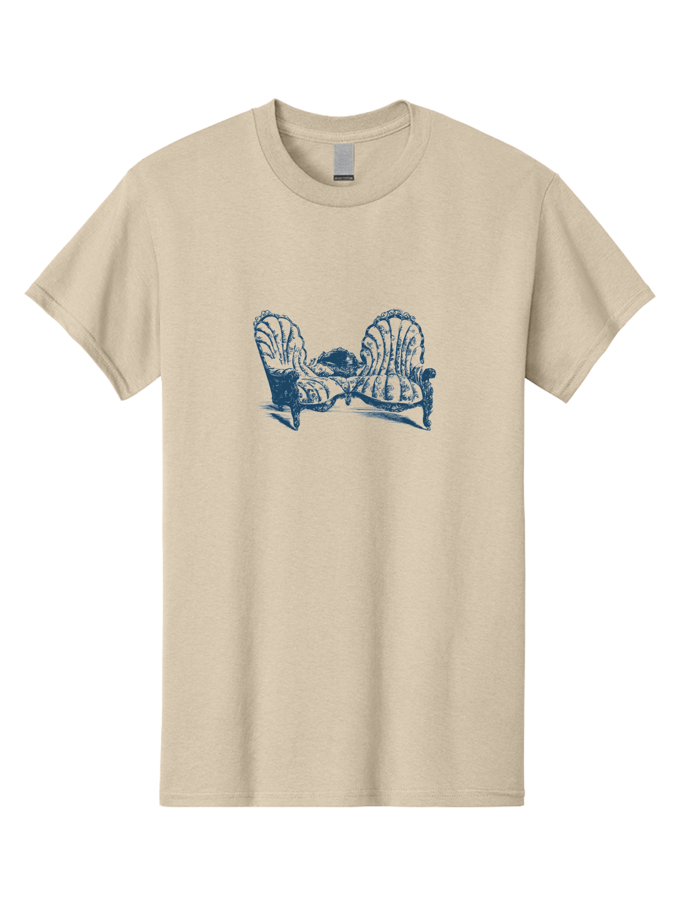 Antique Bloom Sofa Men'S Graphic Tee, 100% Cotton, Comfortable Casual Summer Wear, Machine Washable, Vintage Couch, Ornate Furniture, Reclining Woman, Luxurious Decor, Antique Style, Elegant Atmosphere, Relaxation, Classic Design Aae106