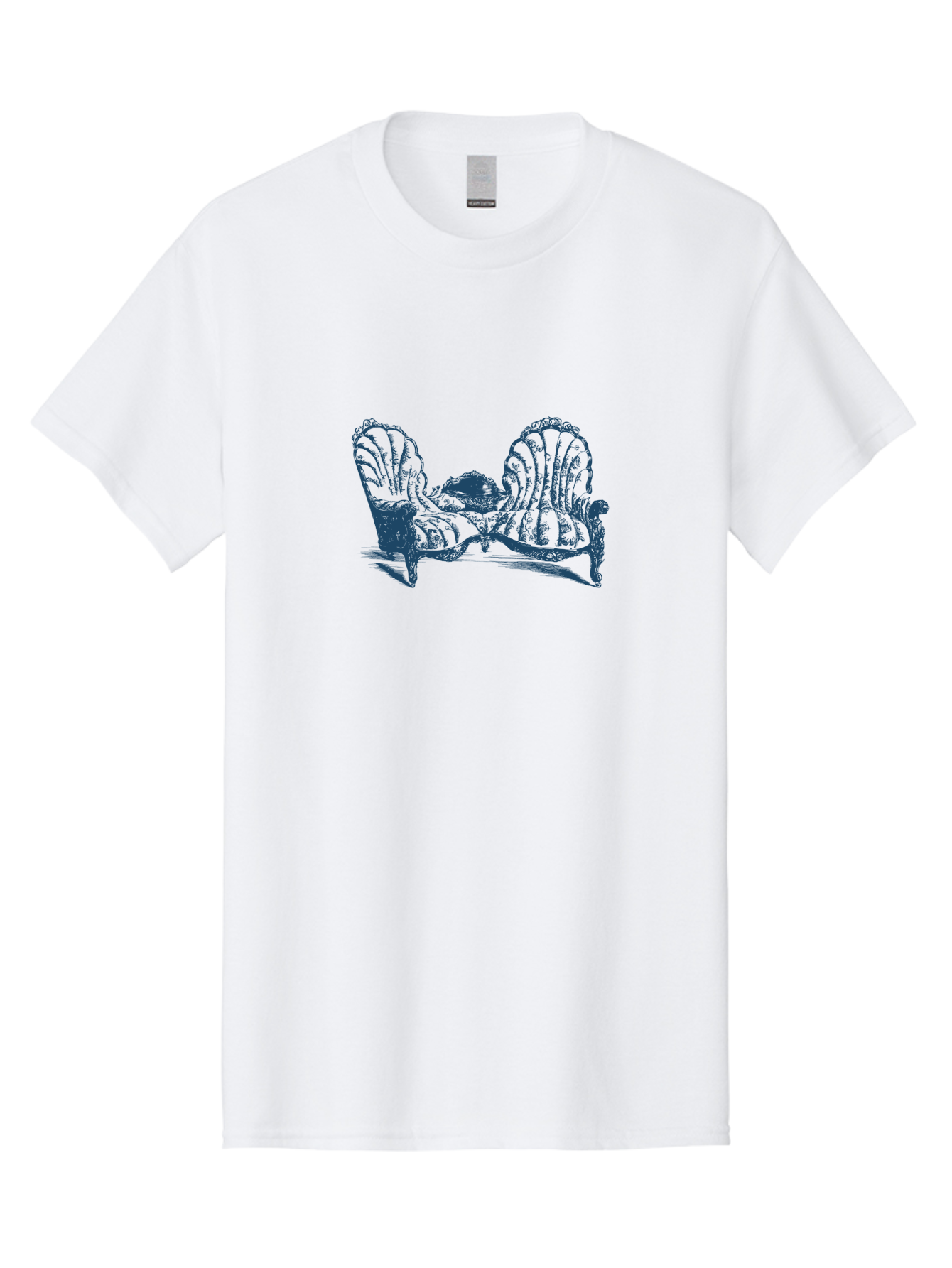 Antique Bloom Sofa Men'S Graphic Tee, 100% Cotton, Comfortable Casual Summer Wear, Machine Washable, Vintage Couch, Ornate Furniture, Reclining Woman, Luxurious Decor, Antique Style, Elegant Atmosphere, Relaxation, Classic Design Aae106