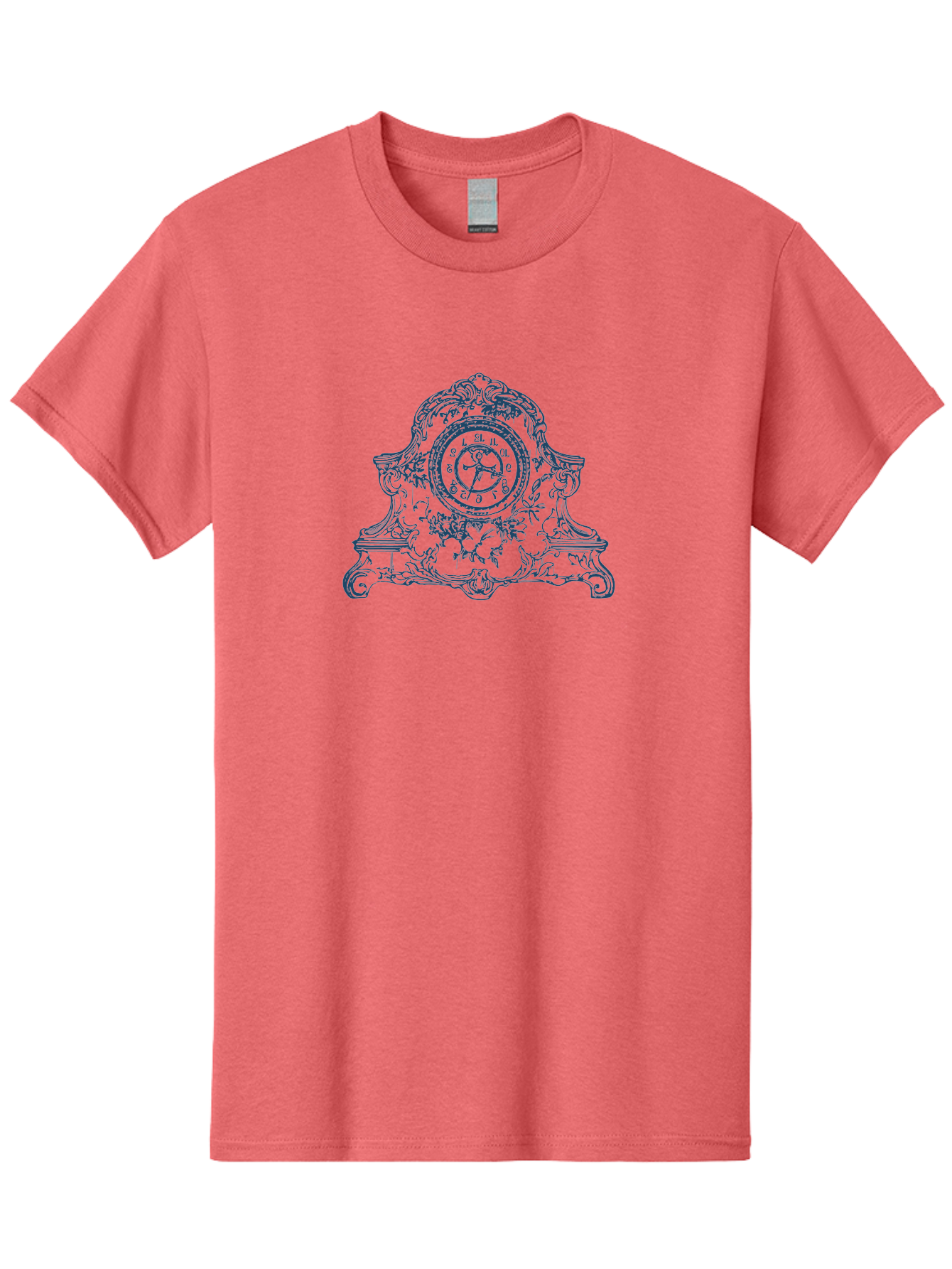 Antique Floral Clock Men'S Graphic Tee, 100% Cotton, Comfortable Casual Summer Wear, Machine Washable, Antique Clock Face, Roman Numerals, Ornate Details, Floral Patterns, Vintage Design, Classic Elegance, Timepiece, Traditional Decor, Aae108