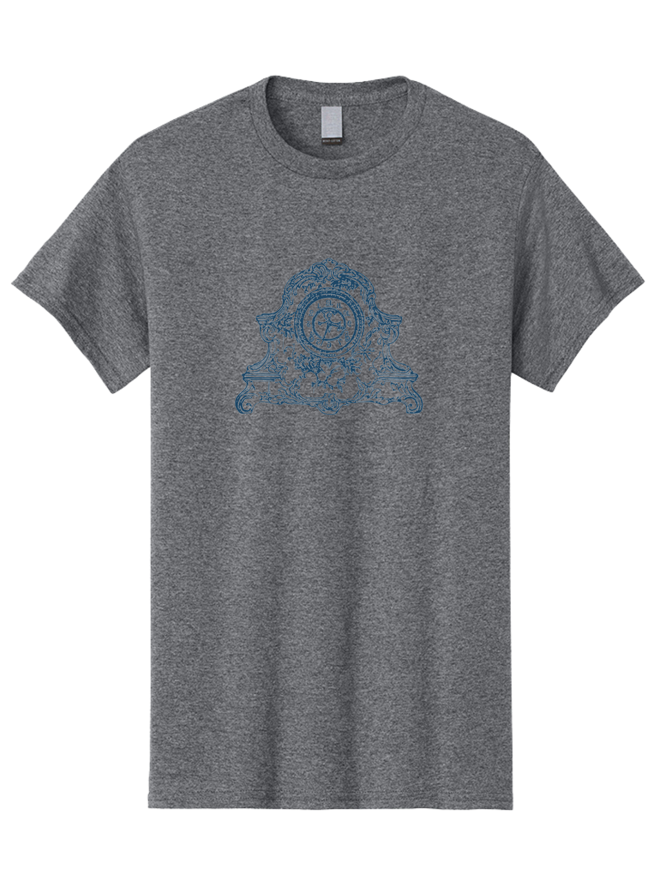 Antique Floral Clock Men'S Graphic Tee, 100% Cotton, Comfortable Casual Summer Wear, Machine Washable, Antique Clock Face, Roman Numerals, Ornate Details, Floral Patterns, Vintage Design, Classic Elegance, Timepiece, Traditional Decor, Aae108