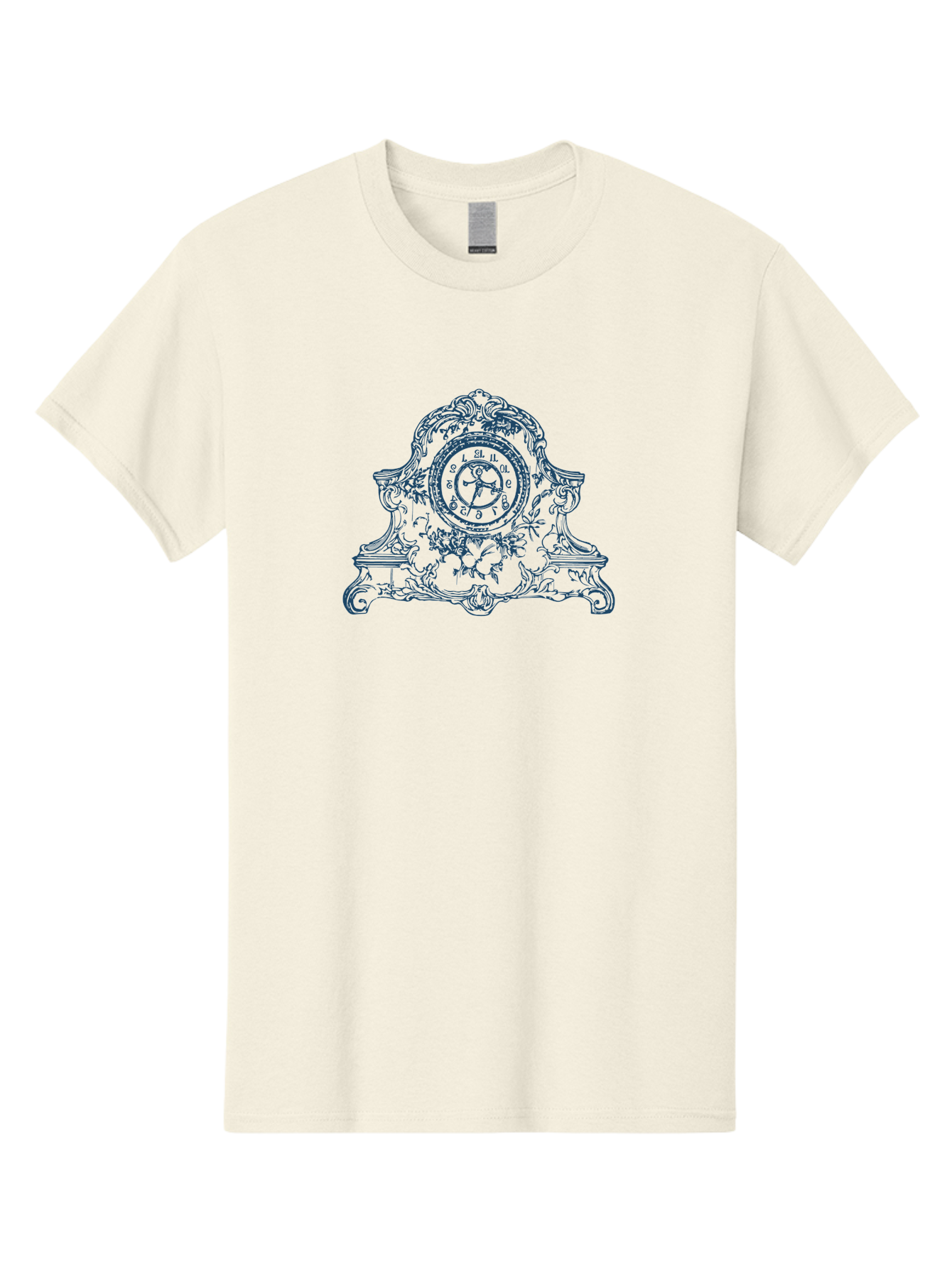 Antique Floral Clock Men'S Graphic Tee, 100% Cotton, Comfortable Casual Summer Wear, Machine Washable, Antique Clock Face, Roman Numerals, Ornate Details, Floral Patterns, Vintage Design, Classic Elegance, Timepiece, Traditional Decor, Aae108