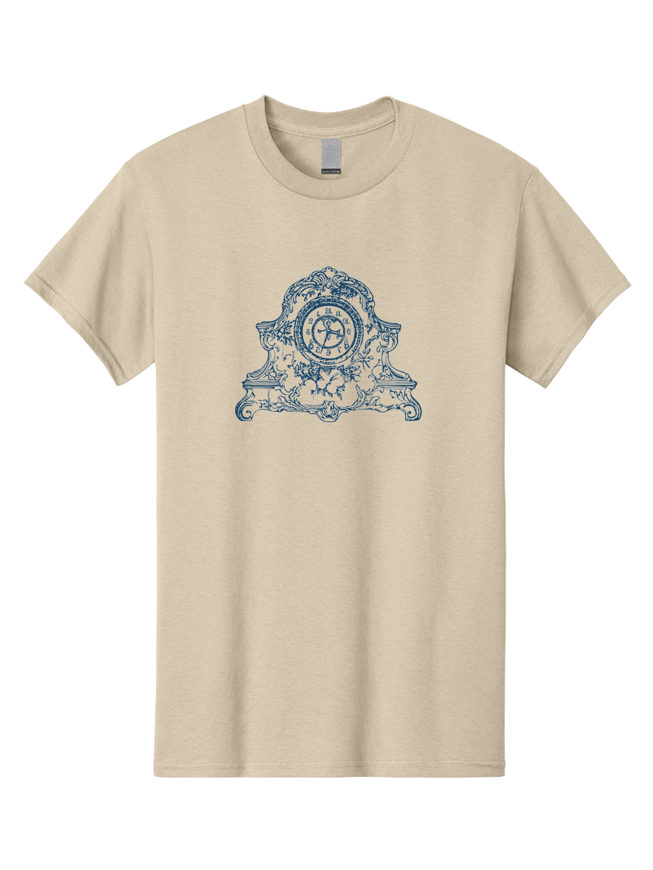 Antique Floral Clock Men'S Graphic Tee, 100% Cotton, Comfortable Casual Summer Wear, Machine Washable, Antique Clock Face, Roman Numerals, Ornate Details, Floral Patterns, Vintage Design, Classic Elegance, Timepiece, Traditional Decor, Aae108