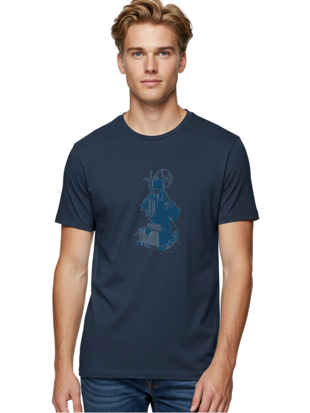 Antique Machine Art Men'S Graphic Tee, 100% Cotton, Comfortable Casual Summer Wear, Machine Washable, Industrial Machinery, Mechanical Equipment, Factory Machine, Manufacturing Technology, Industrial Production, Mechanical Parts, Aae109