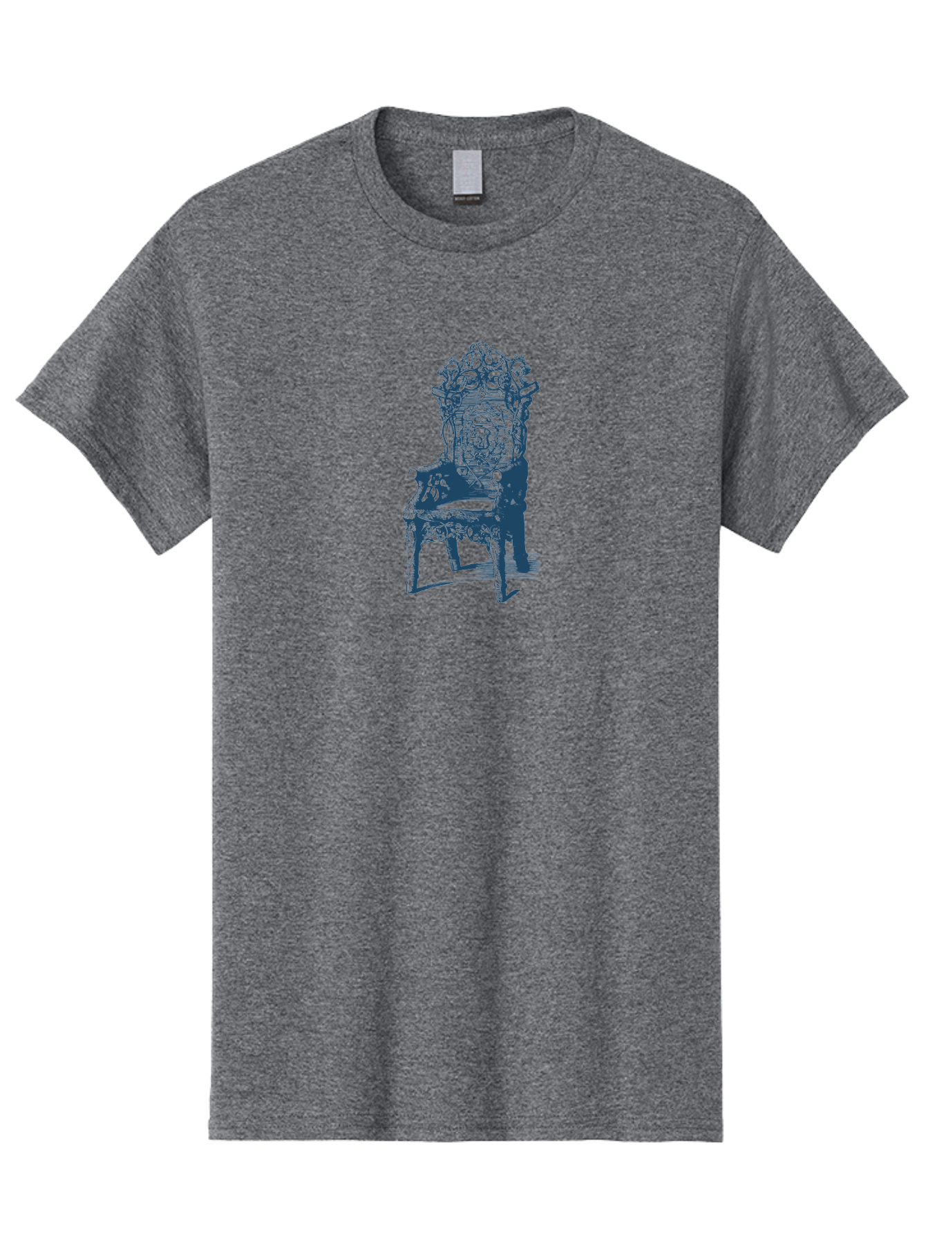 Antique Royal Chair Men'S Graphic Tee, 100% Cotton, Comfortable Casual Summer Wear, Machine Washable, Chair, Abstract Art, Surreal Design, Futuristic Furniture, Intricate Details, Complex Structure, Modern Illustration, Creative Concept Aae111