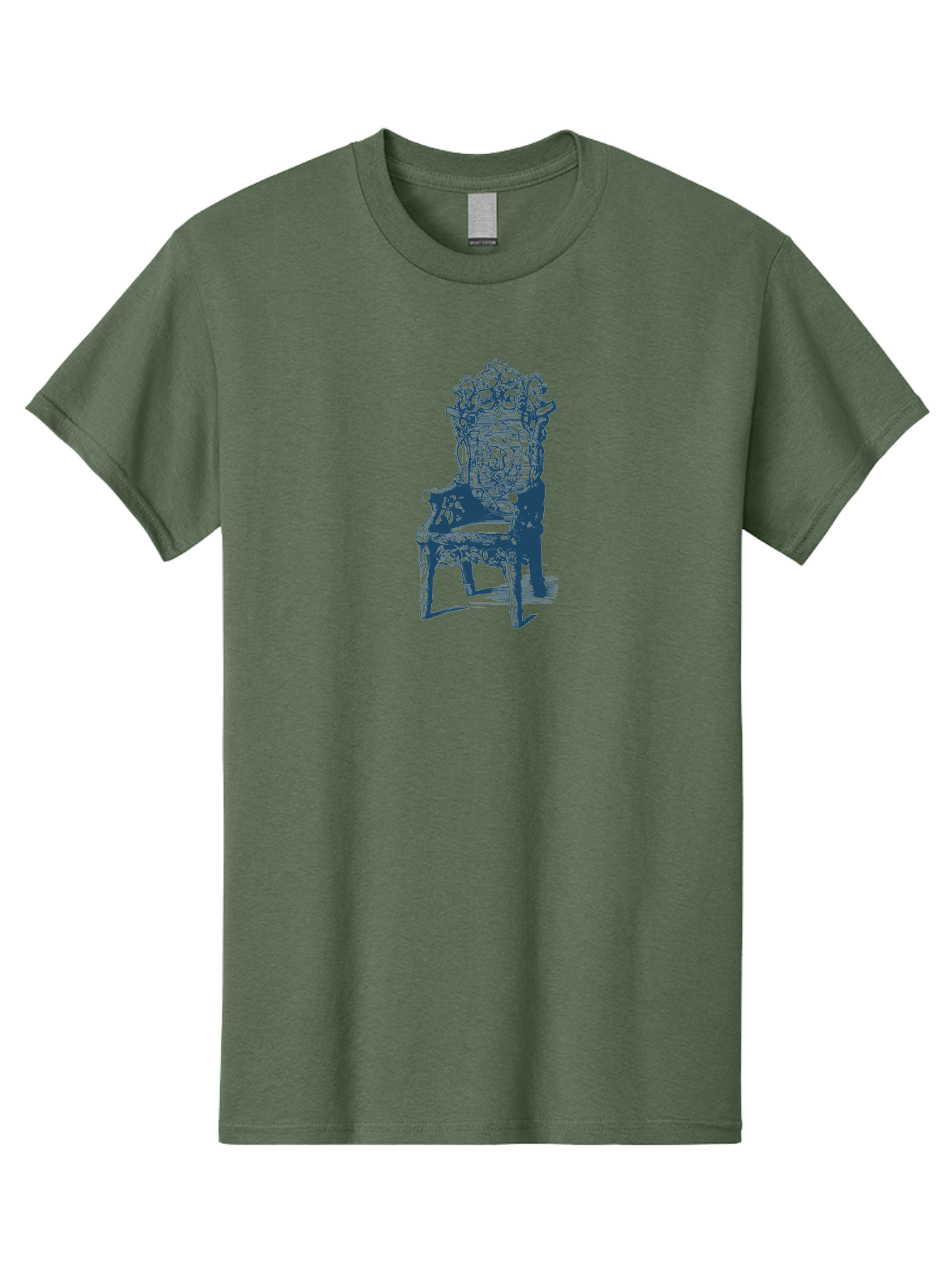 Antique Royal Chair Men'S Graphic Tee, 100% Cotton, Comfortable Casual Summer Wear, Machine Washable, Chair, Abstract Art, Surreal Design, Futuristic Furniture, Intricate Details, Complex Structure, Modern Illustration, Creative Concept Aae111