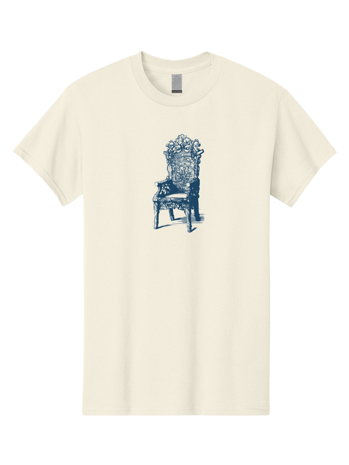 Antique Royal Chair Men'S Graphic Tee, 100% Cotton, Comfortable Casual Summer Wear, Machine Washable, Chair, Abstract Art, Surreal Design, Futuristic Furniture, Intricate Details, Complex Structure, Modern Illustration, Creative Concept Aae111