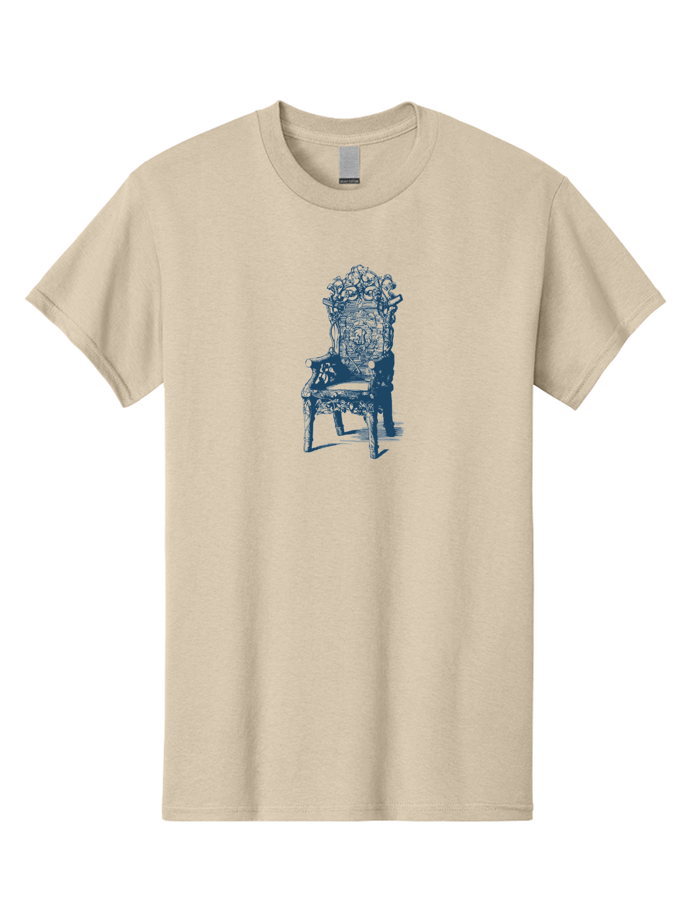 Antique Royal Chair Men'S Graphic Tee, 100% Cotton, Comfortable Casual Summer Wear, Machine Washable, Chair, Abstract Art, Surreal Design, Futuristic Furniture, Intricate Details, Complex Structure, Modern Illustration, Creative Concept Aae111