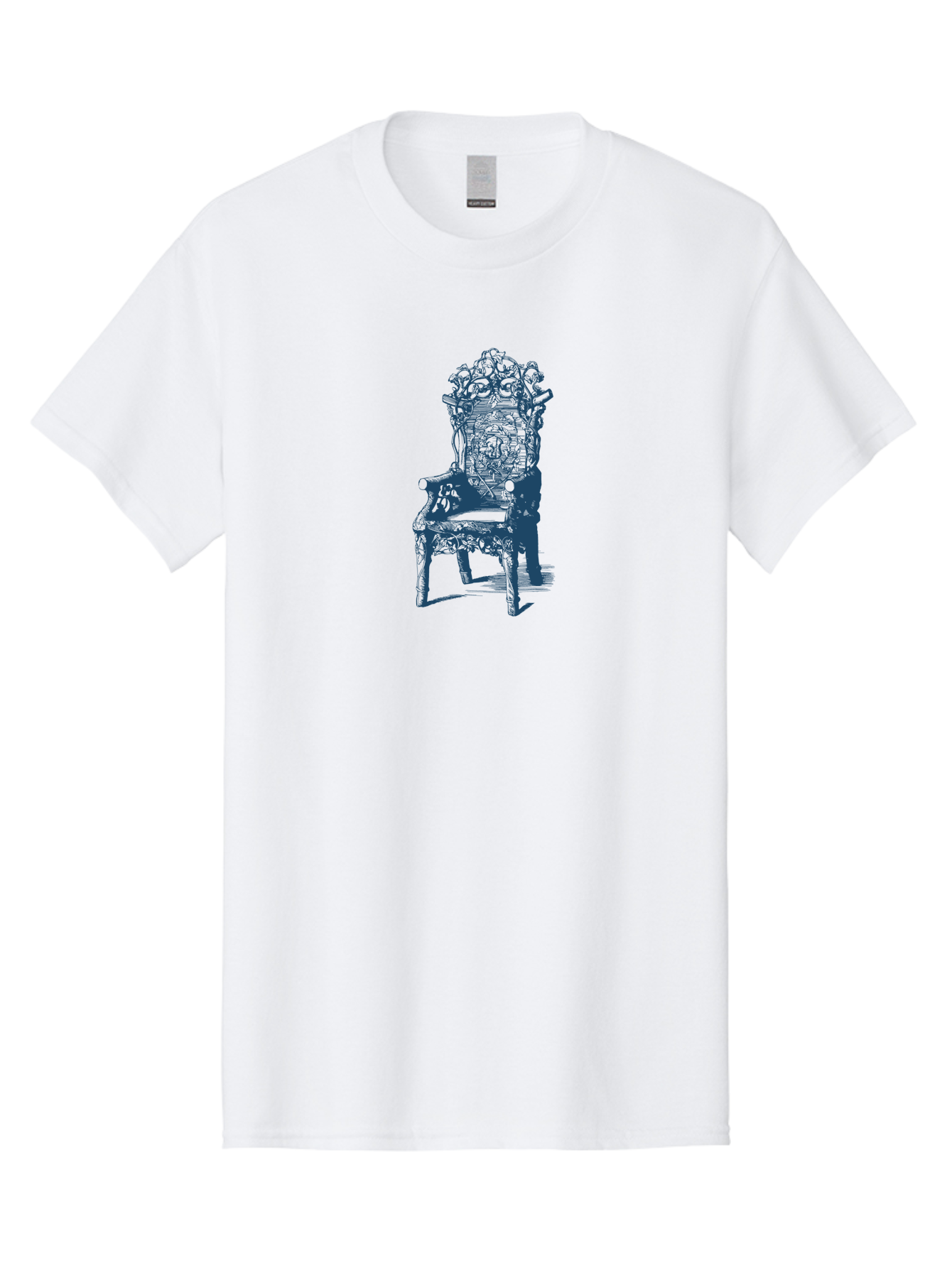 Antique Royal Chair Men'S Graphic Tee, 100% Cotton, Comfortable Casual Summer Wear, Machine Washable, Chair, Abstract Art, Surreal Design, Futuristic Furniture, Intricate Details, Complex Structure, Modern Illustration, Creative Concept Aae111