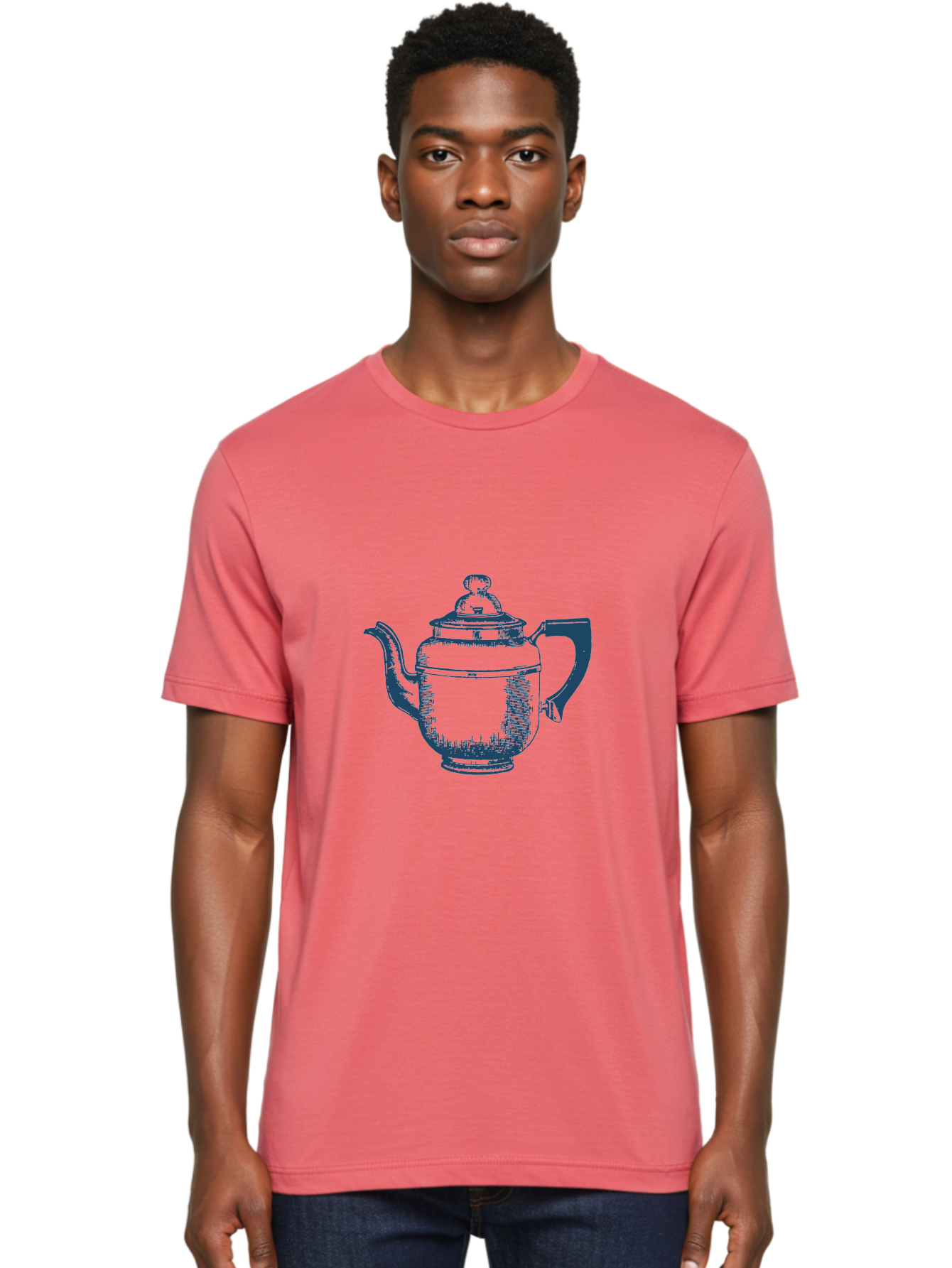 Antique Teapot Men'S Graphic Tee, 100% Cotton, Comfortable Casual Summer Wear, Machine Washable, Teapot With Lid, Antique Teapot, Tea Time, Vintage Teapot, Dark Blue Illustration, Classic Design, Traditional Tea, Ceramic Teapot, Retro Style Aae113