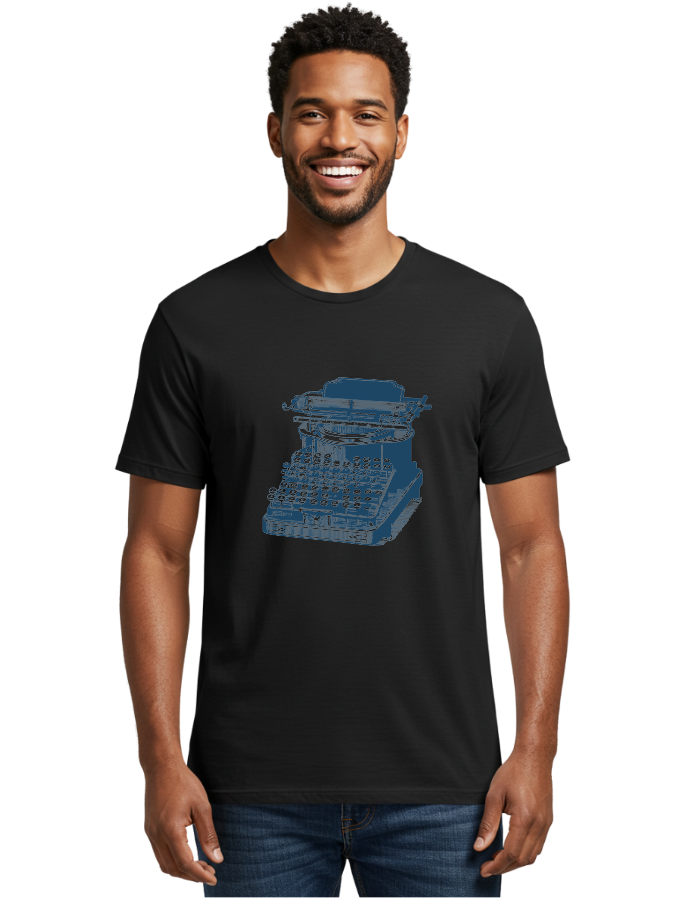 Antique Typewriter Vibes Men'S Graphic Tee, 100% Cotton, Comfortable Casual Summer Wear, Machine Washable, Vintage Typewriter, Retro Office Equipment, Classic Writing Machine, Antique Technology, Old-Fashioned Keyboard, Nostalgia, Aae116