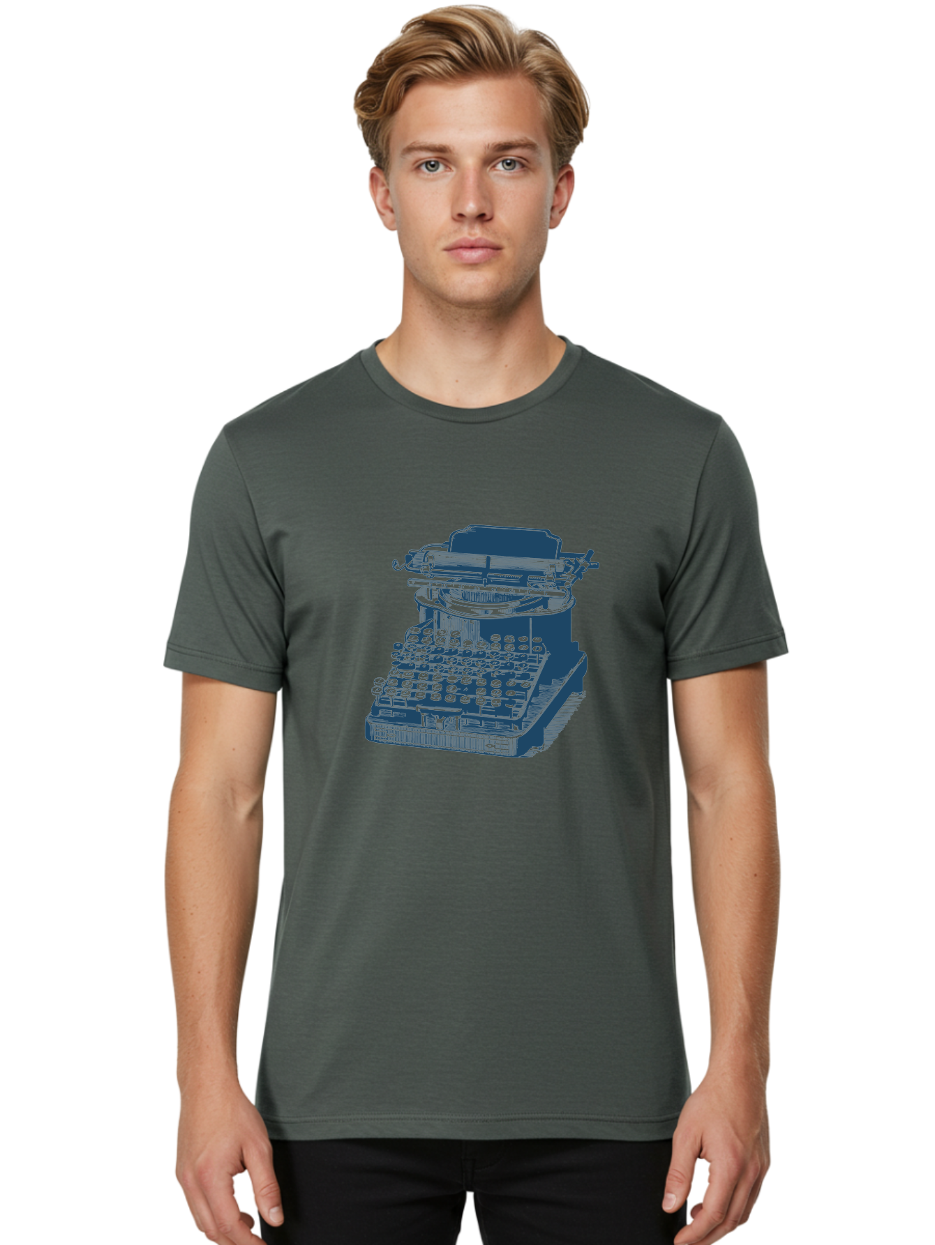 Antique Typewriter Vibes Men'S Graphic Tee, 100% Cotton, Comfortable Casual Summer Wear, Machine Washable, Vintage Typewriter, Retro Office Equipment, Classic Writing Machine, Antique Technology, Old-Fashioned Keyboard, Nostalgia, Aae116