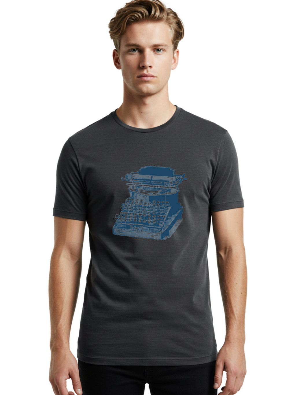 Antique Typewriter Vibes Men'S Graphic Tee, 100% Cotton, Comfortable Casual Summer Wear, Machine Washable, Vintage Typewriter, Retro Office Equipment, Classic Writing Machine, Antique Technology, Old-Fashioned Keyboard, Nostalgia, Aae116