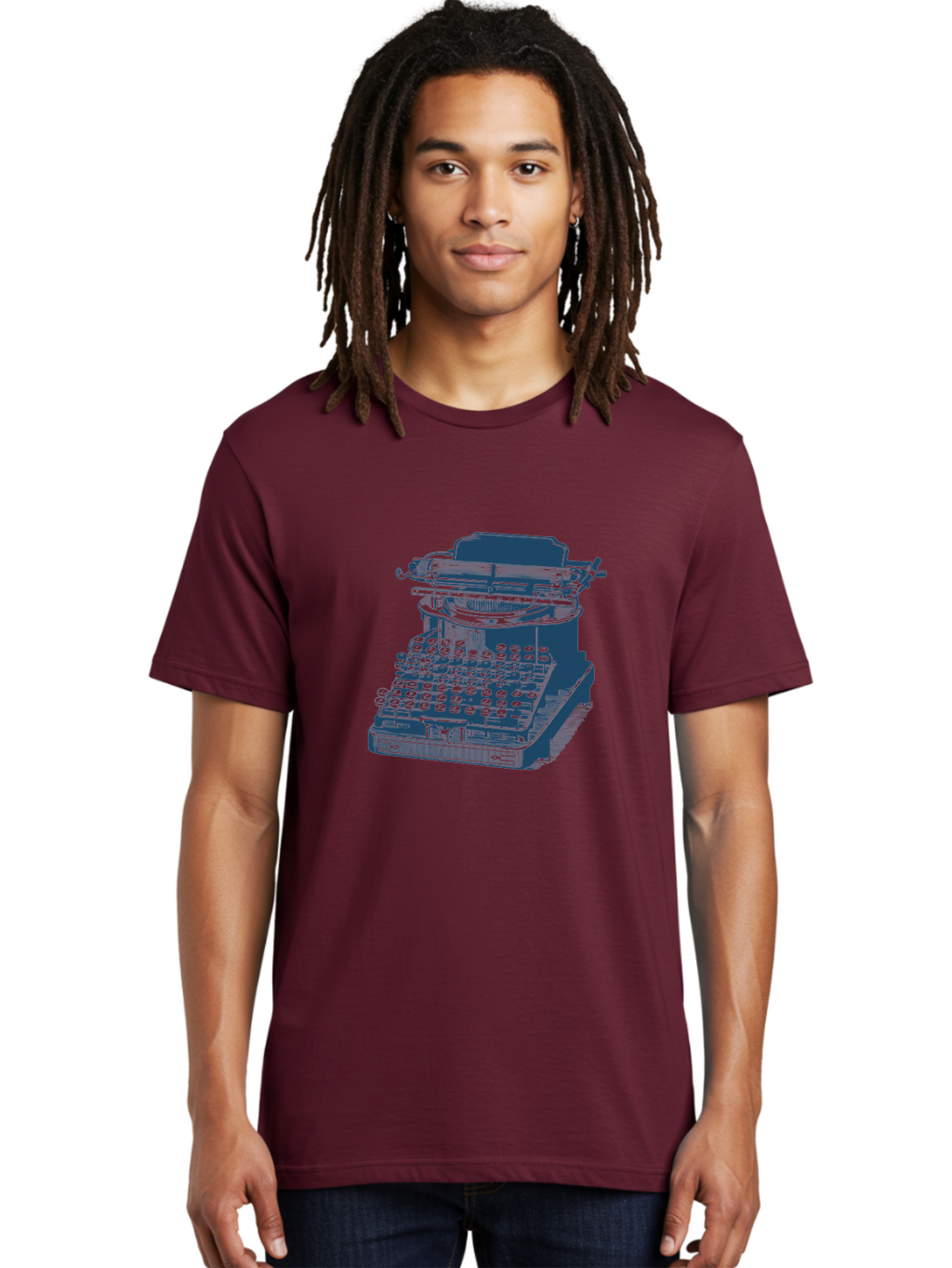 Antique Typewriter Vibes Men'S Graphic Tee, 100% Cotton, Comfortable Casual Summer Wear, Machine Washable, Vintage Typewriter, Retro Office Equipment, Classic Writing Machine, Antique Technology, Old-Fashioned Keyboard, Nostalgia, Aae116