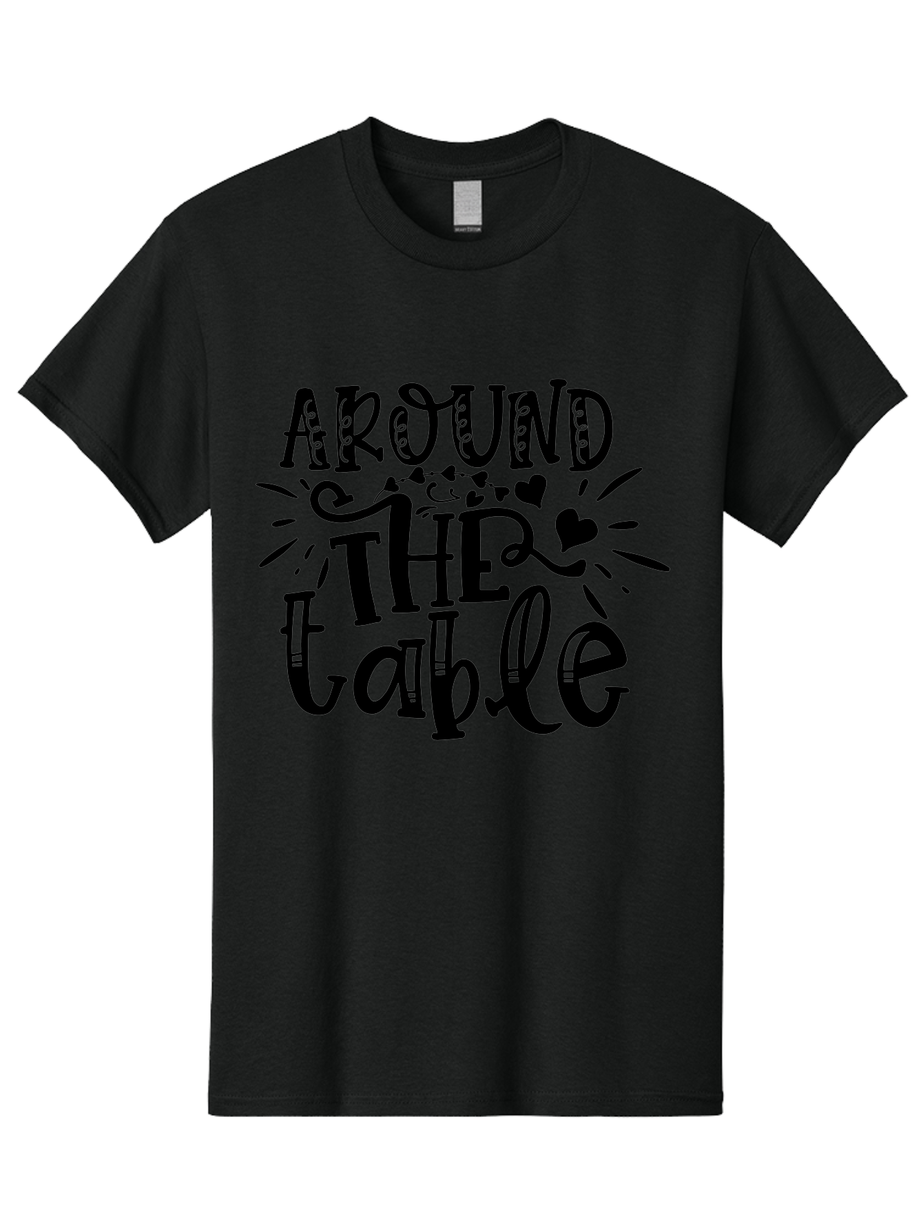 Around The Table Men'S Graphic Tee, 100% Cotton, Comfortable Casual Summer Wear, Machine Washable, Gathering Around The Table, Family Dinner, Love And Connection, Hearts And Decorations, Social Bonding, Community Building, Table Setting Ideas, Aae118
