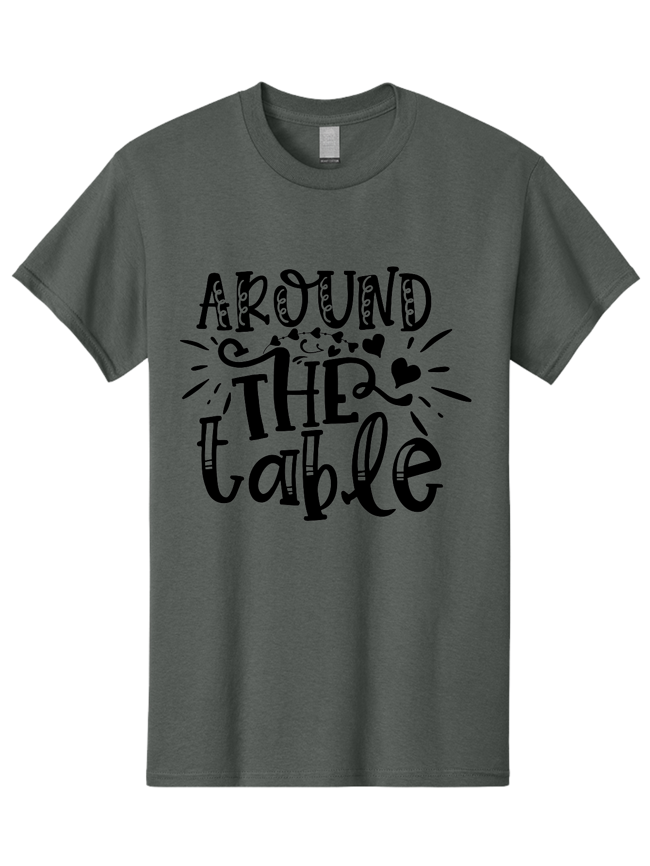 Around The Table Men'S Graphic Tee, 100% Cotton, Comfortable Casual Summer Wear, Machine Washable, Gathering Around The Table, Family Dinner, Love And Connection, Hearts And Decorations, Social Bonding, Community Building, Table Setting Ideas, Aae118
