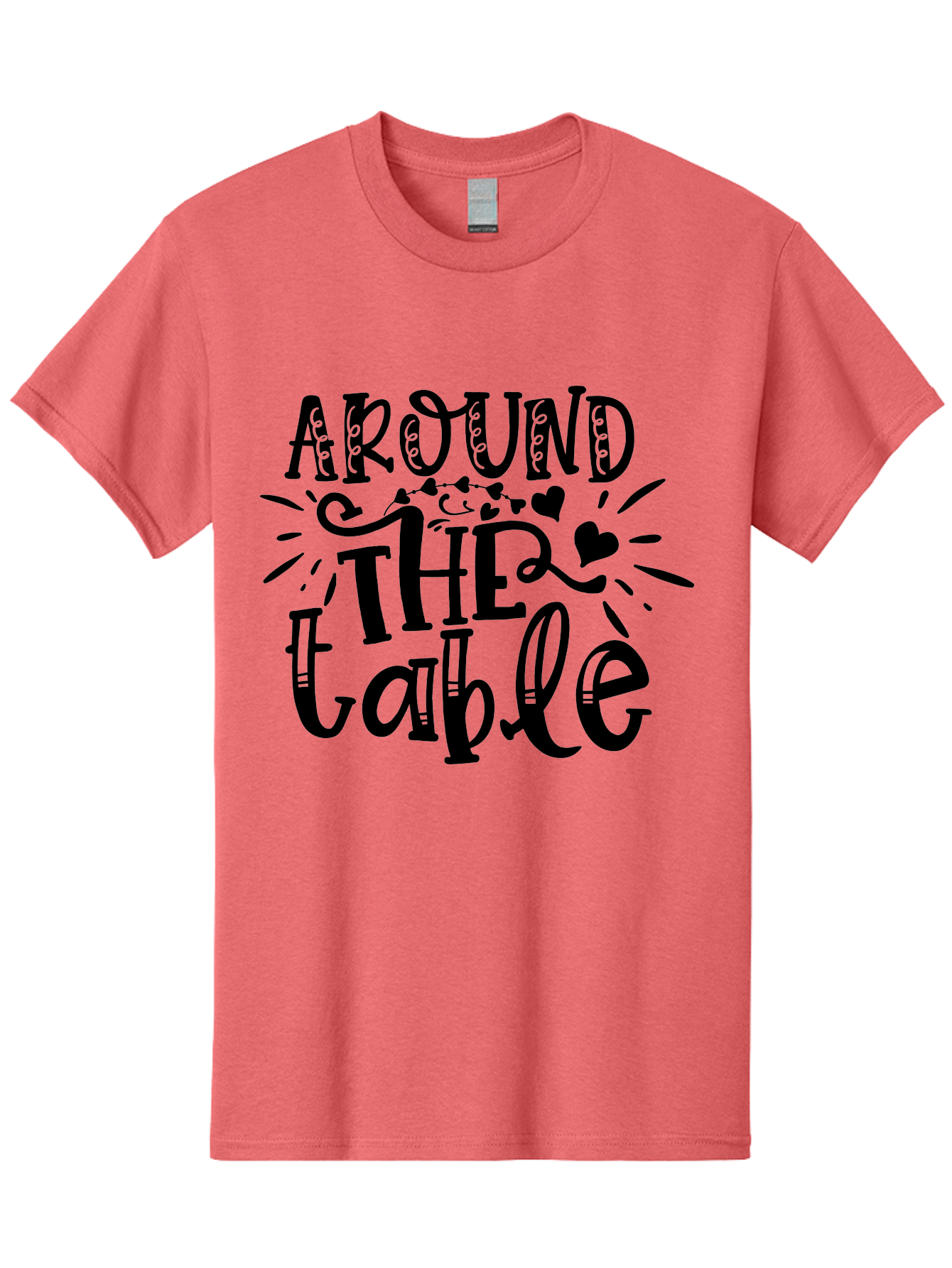 Around The Table Men'S Graphic Tee, 100% Cotton, Comfortable Casual Summer Wear, Machine Washable, Gathering Around The Table, Family Dinner, Love And Connection, Hearts And Decorations, Social Bonding, Community Building, Table Setting Ideas, Aae118