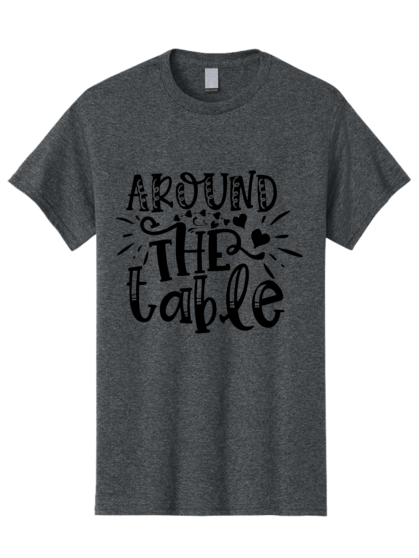 Around The Table Men'S Graphic Tee, 100% Cotton, Comfortable Casual Summer Wear, Machine Washable, Gathering Around The Table, Family Dinner, Love And Connection, Hearts And Decorations, Social Bonding, Community Building, Table Setting Ideas, Aae118