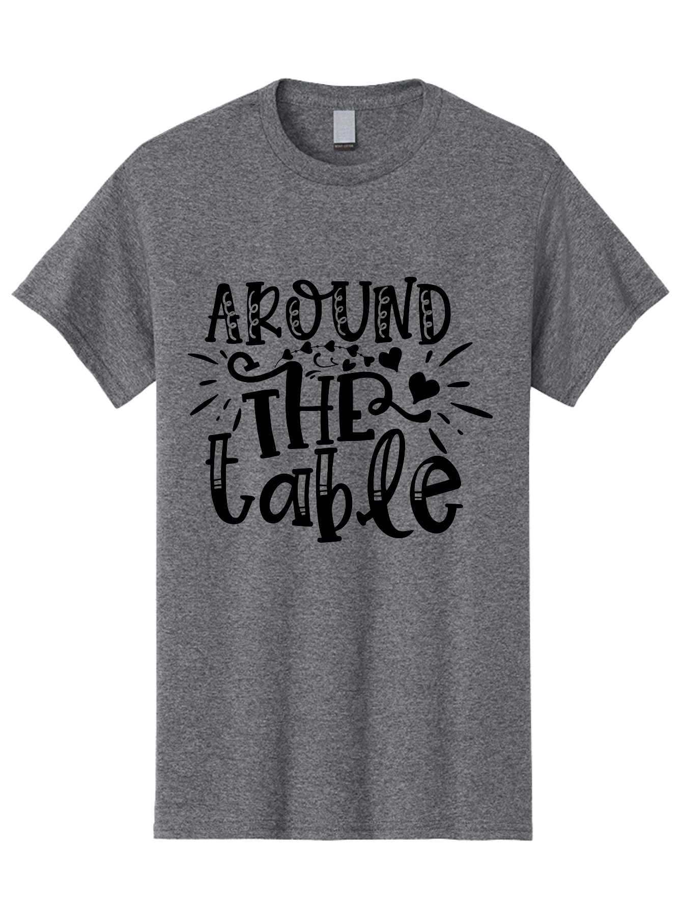 Around The Table Men'S Graphic Tee, 100% Cotton, Comfortable Casual Summer Wear, Machine Washable, Gathering Around The Table, Family Dinner, Love And Connection, Hearts And Decorations, Social Bonding, Community Building, Table Setting Ideas, Aae118
