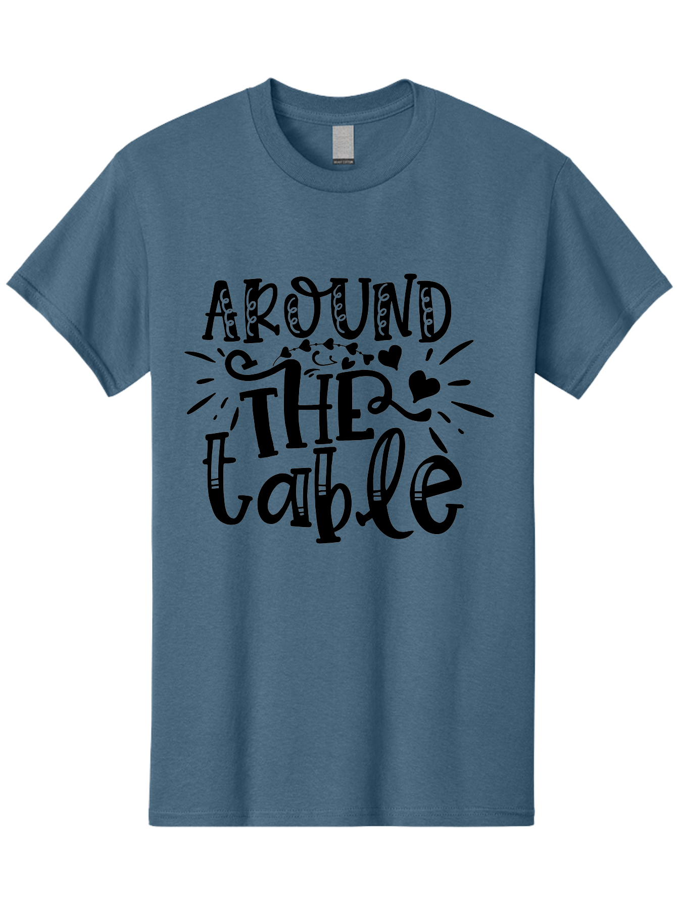 Around The Table Men'S Graphic Tee, 100% Cotton, Comfortable Casual Summer Wear, Machine Washable, Gathering Around The Table, Family Dinner, Love And Connection, Hearts And Decorations, Social Bonding, Community Building, Table Setting Ideas, Aae118