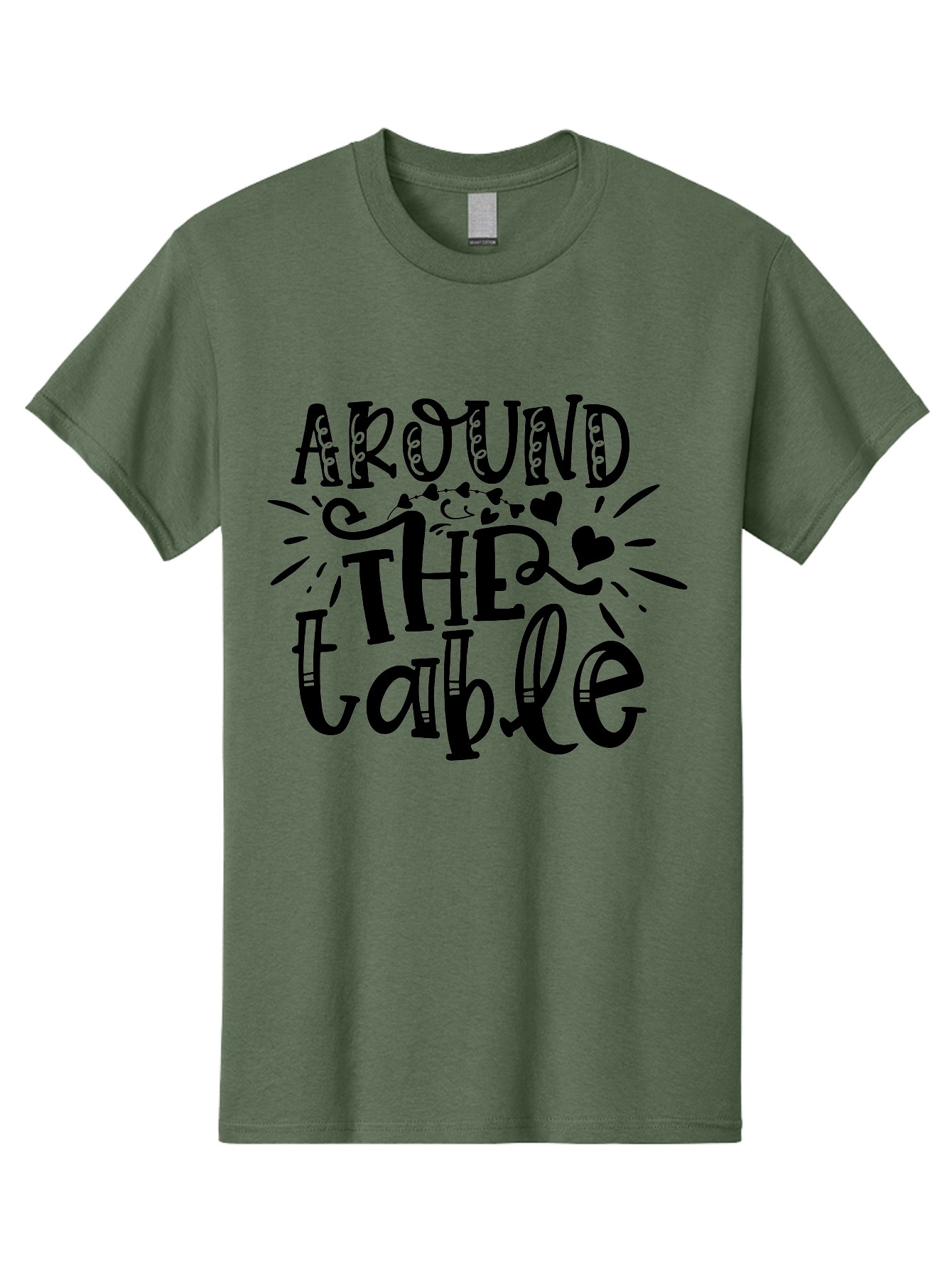 Around The Table Men'S Graphic Tee, 100% Cotton, Comfortable Casual Summer Wear, Machine Washable, Gathering Around The Table, Family Dinner, Love And Connection, Hearts And Decorations, Social Bonding, Community Building, Table Setting Ideas, Aae118