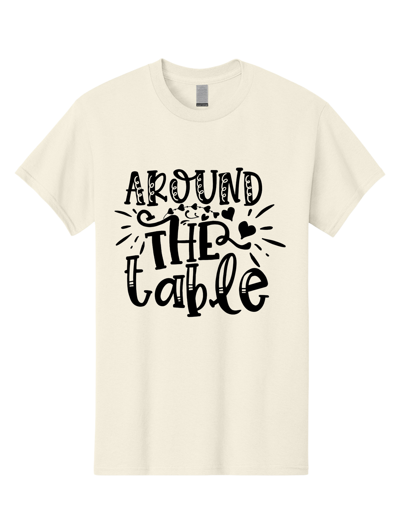 Around The Table Men'S Graphic Tee, 100% Cotton, Comfortable Casual Summer Wear, Machine Washable, Gathering Around The Table, Family Dinner, Love And Connection, Hearts And Decorations, Social Bonding, Community Building, Table Setting Ideas, Aae118