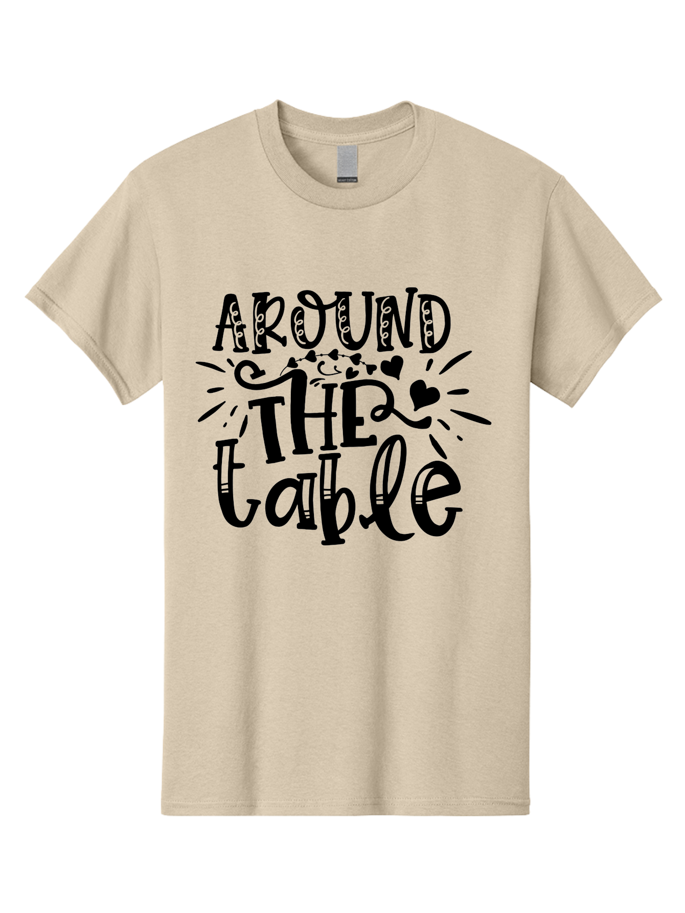 Around The Table Men'S Graphic Tee, 100% Cotton, Comfortable Casual Summer Wear, Machine Washable, Gathering Around The Table, Family Dinner, Love And Connection, Hearts And Decorations, Social Bonding, Community Building, Table Setting Ideas, Aae118