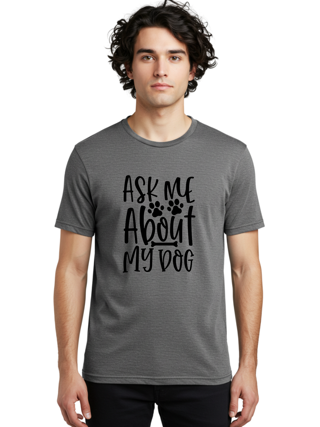 Ask Me About My Dog Men'S Graphic Tee, 100% Cotton, Comfortable Casual Summer Wear, Machine Washable, Dog Lover, Dog Owner, Pet Parent, Dog Enthusiast, Animal Love, Dog Quotes, Dog Sayings, Paw Print, Dog Bone Aae120