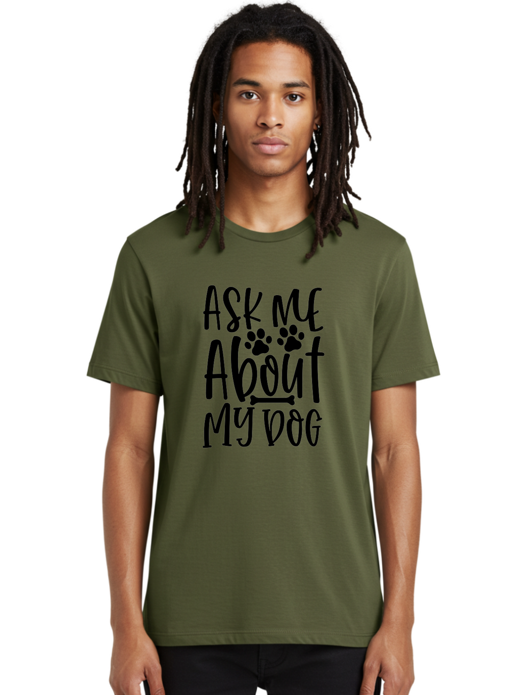 Ask Me About My Dog Men'S Graphic Tee, 100% Cotton, Comfortable Casual Summer Wear, Machine Washable, Dog Lover, Dog Owner, Pet Parent, Dog Enthusiast, Animal Love, Dog Quotes, Dog Sayings, Paw Print, Dog Bone Aae120