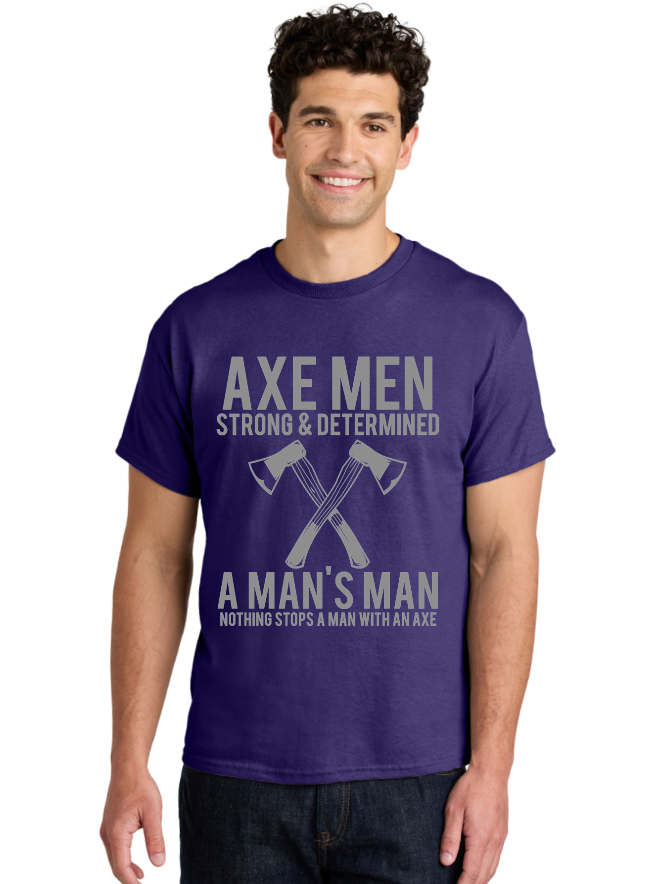 Axe Man Men'S Graphic Tee, 100% Cotton, Comfortable Casual Summer Wear, Machine Washable, Axe Men, Strong And Determined, Crossed Axes, Man'S Man, Nothing Stops A Man With An Axe, Lumberjack Culture, Woodsman Pride Aae121