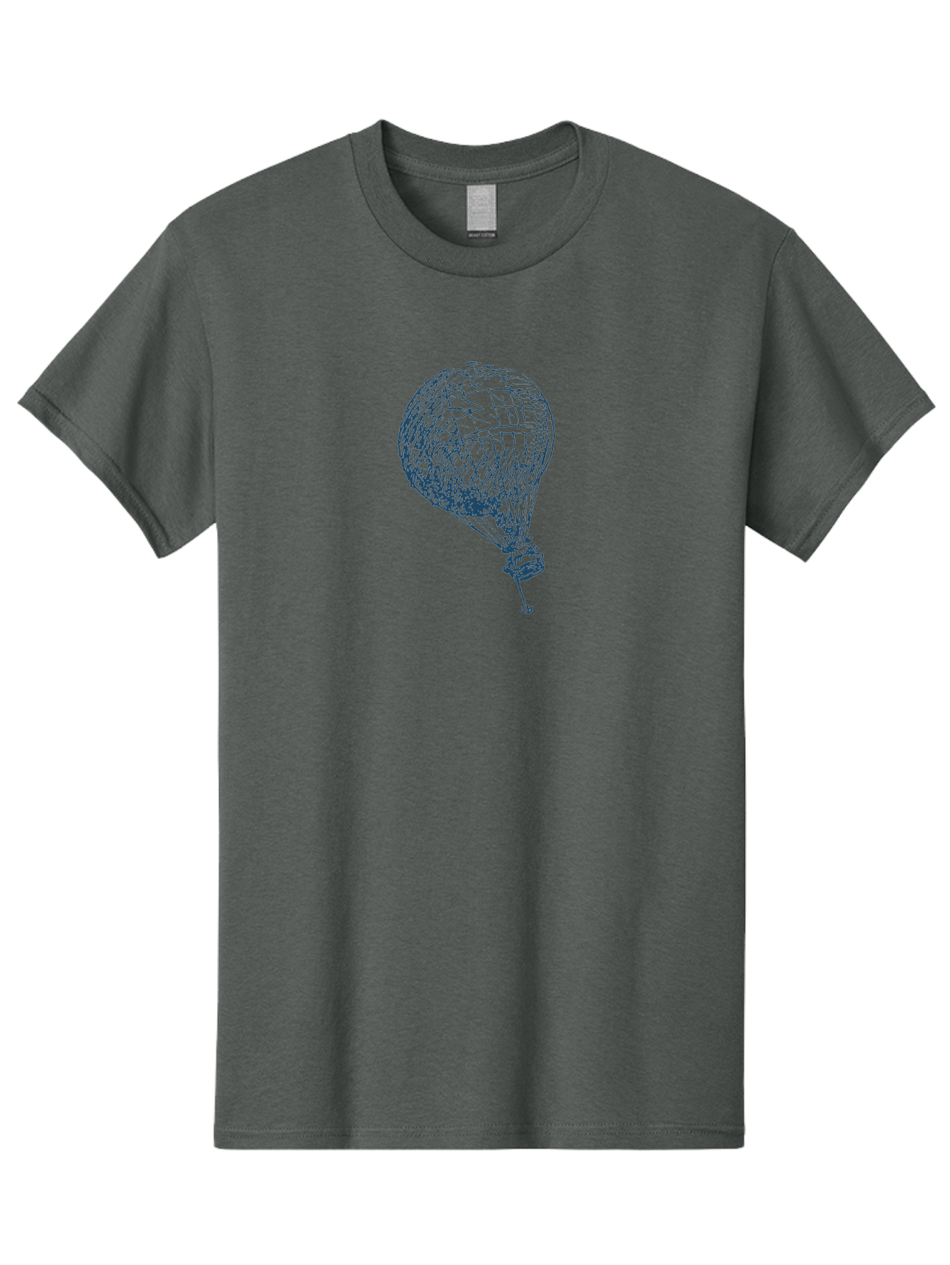 Balloon-Flying Men'S Graphic Tee, 100% Cotton, Comfortable Casual Summer Wear, Machine Washable, Hot Air Balloon, Wireframe Art, Futuristic Design, Blue Neon Lines, 3D Visualization, Abstract Art, Balloon Illustration Aae122