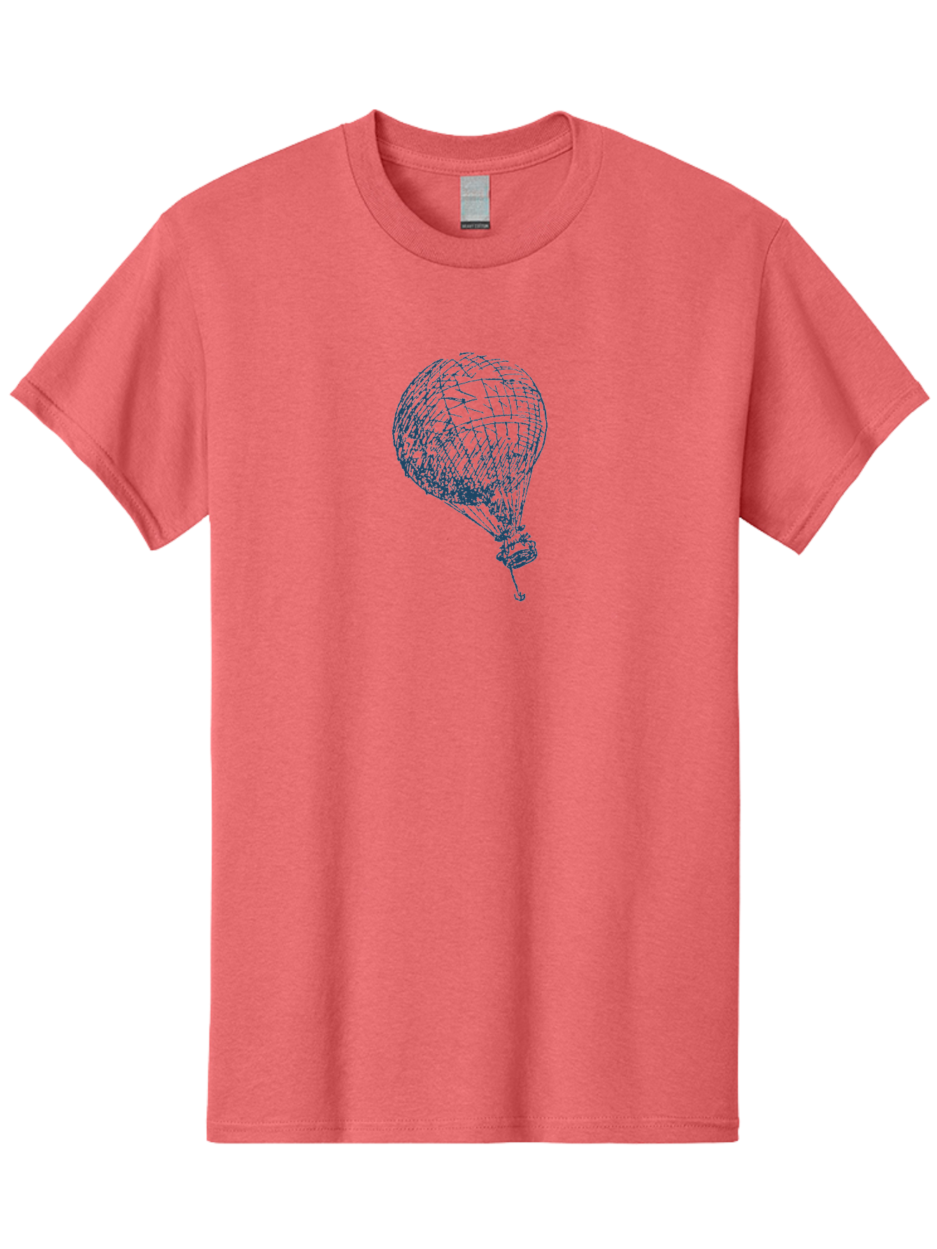Balloon-Flying Men'S Graphic Tee, 100% Cotton, Comfortable Casual Summer Wear, Machine Washable, Hot Air Balloon, Wireframe Art, Futuristic Design, Blue Neon Lines, 3D Visualization, Abstract Art, Balloon Illustration Aae122