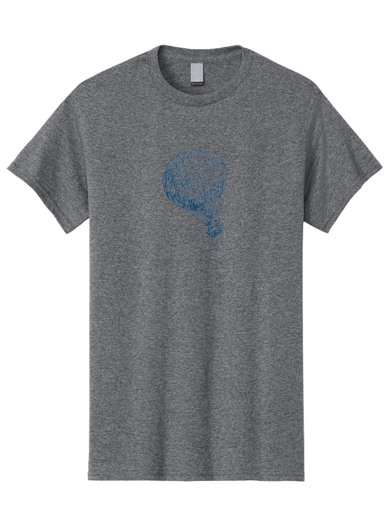 Balloon-Flying Men'S Graphic Tee, 100% Cotton, Comfortable Casual Summer Wear, Machine Washable, Hot Air Balloon, Wireframe Art, Futuristic Design, Blue Neon Lines, 3D Visualization, Abstract Art, Balloon Illustration Aae122
