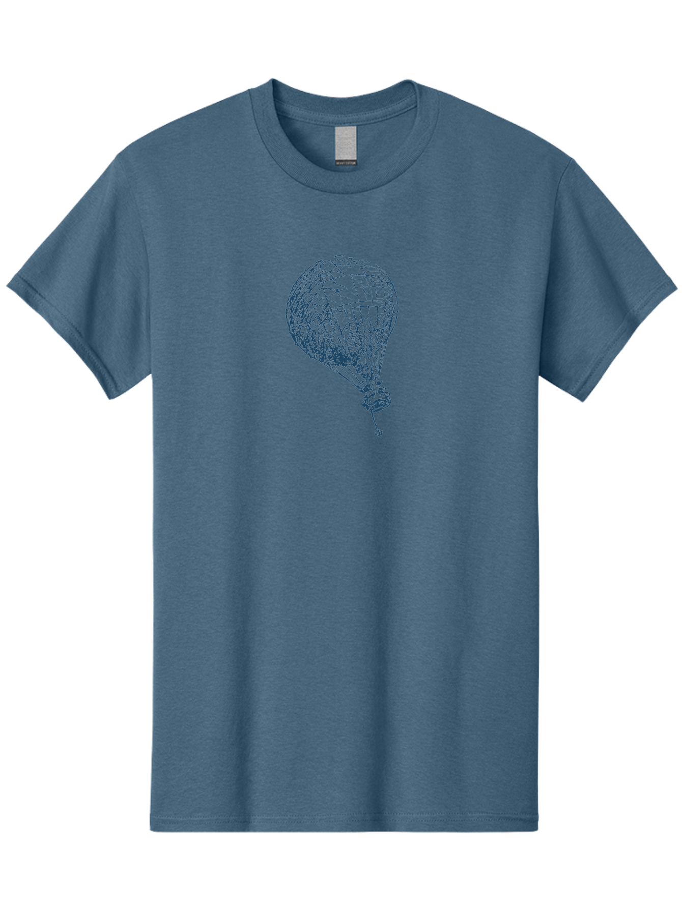 Balloon-Flying Men'S Graphic Tee, 100% Cotton, Comfortable Casual Summer Wear, Machine Washable, Hot Air Balloon, Wireframe Art, Futuristic Design, Blue Neon Lines, 3D Visualization, Abstract Art, Balloon Illustration Aae122