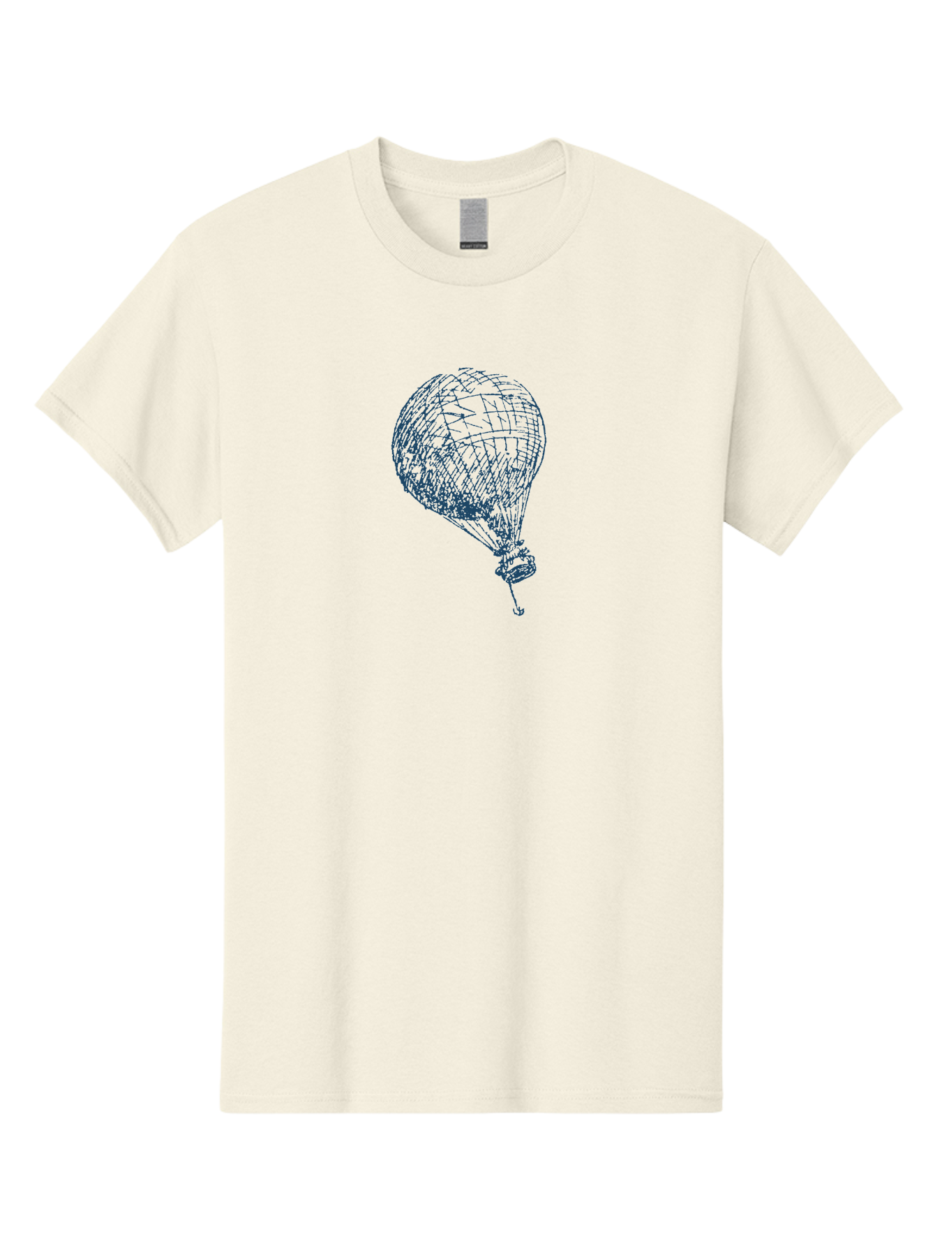 Balloon-Flying Men'S Graphic Tee, 100% Cotton, Comfortable Casual Summer Wear, Machine Washable, Hot Air Balloon, Wireframe Art, Futuristic Design, Blue Neon Lines, 3D Visualization, Abstract Art, Balloon Illustration Aae122