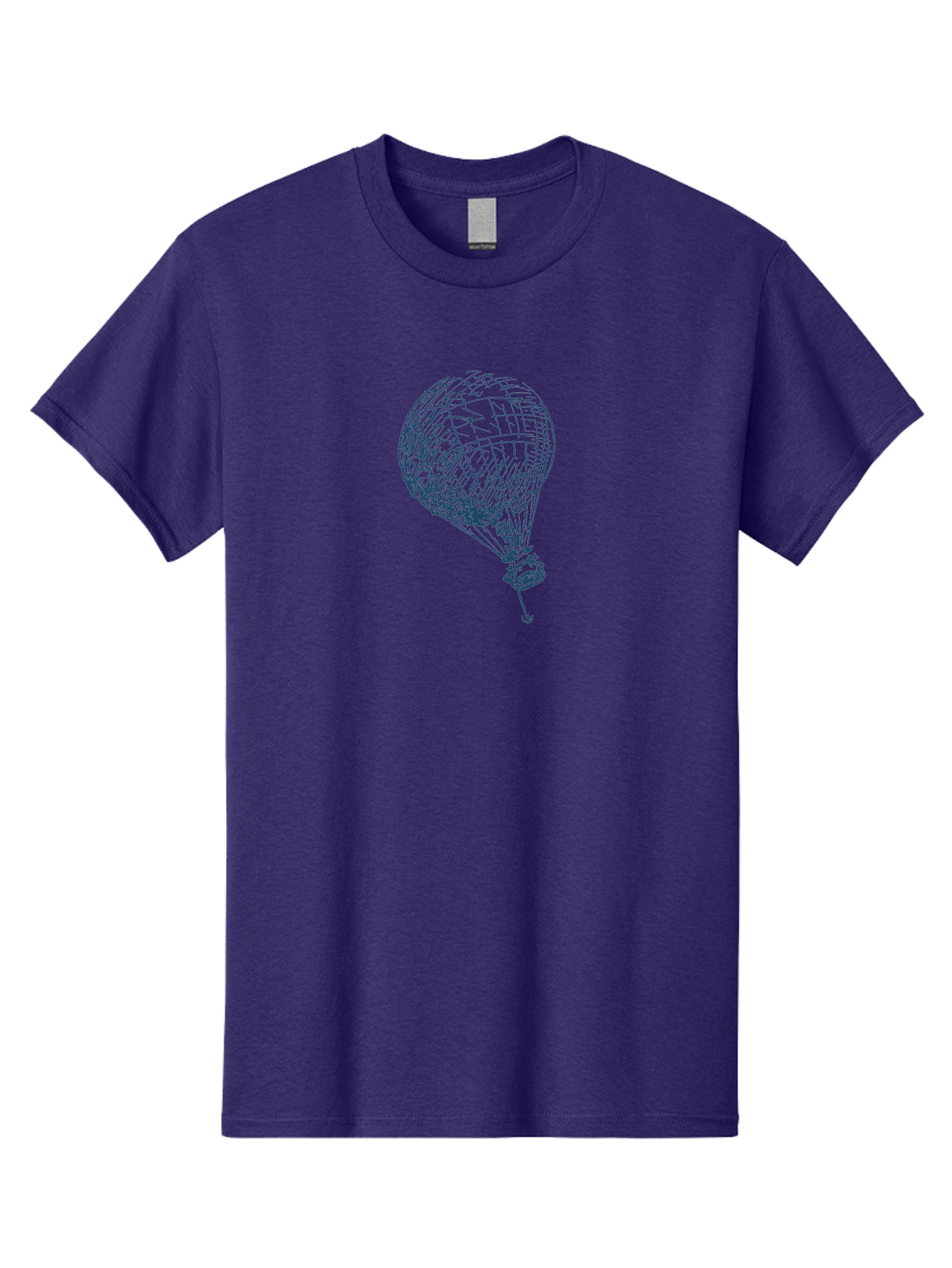 Balloon-Flying Men'S Graphic Tee, 100% Cotton, Comfortable Casual Summer Wear, Machine Washable, Hot Air Balloon, Wireframe Art, Futuristic Design, Blue Neon Lines, 3D Visualization, Abstract Art, Balloon Illustration Aae122