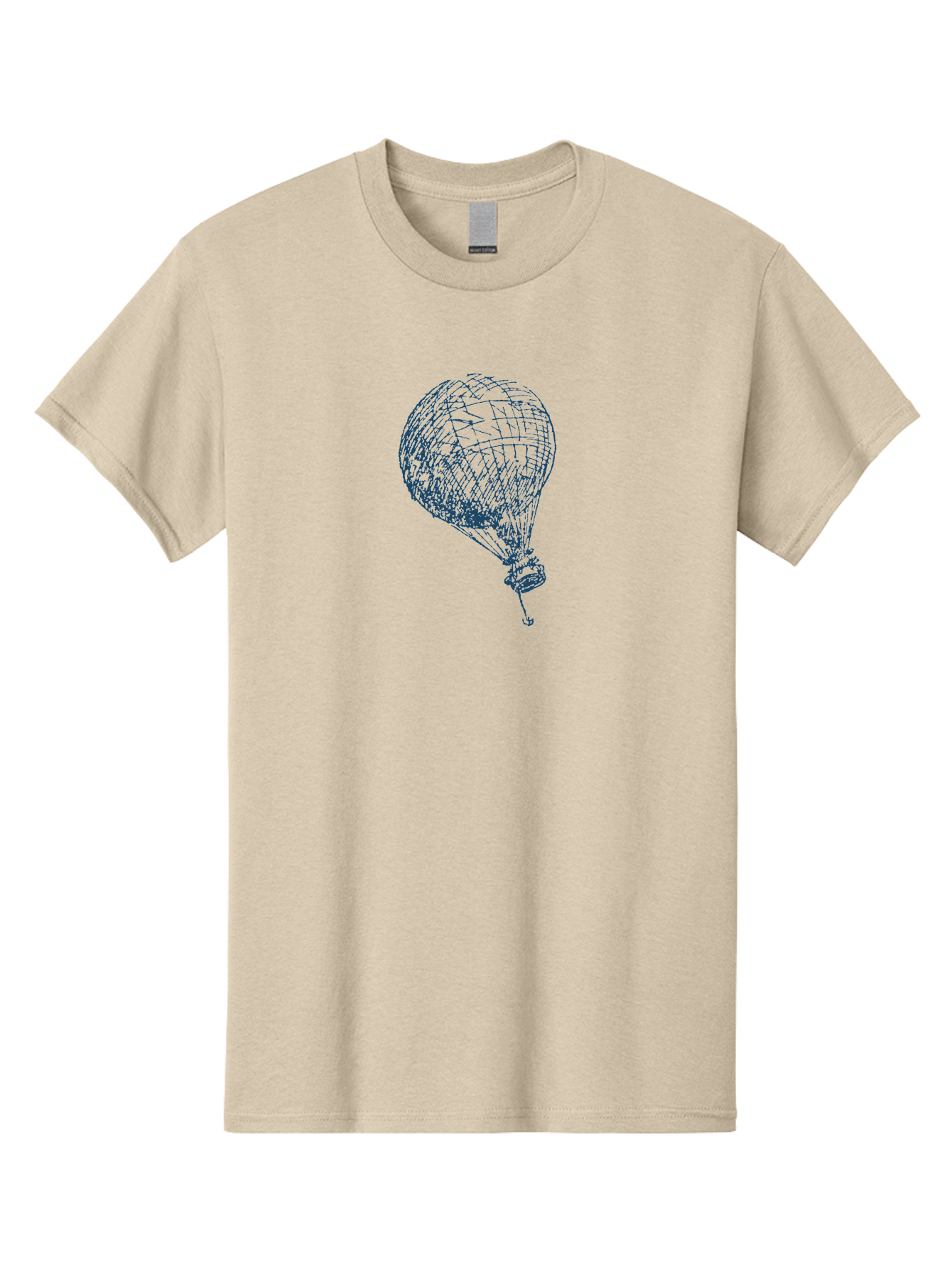 Balloon-Flying Men'S Graphic Tee, 100% Cotton, Comfortable Casual Summer Wear, Machine Washable, Hot Air Balloon, Wireframe Art, Futuristic Design, Blue Neon Lines, 3D Visualization, Abstract Art, Balloon Illustration Aae122