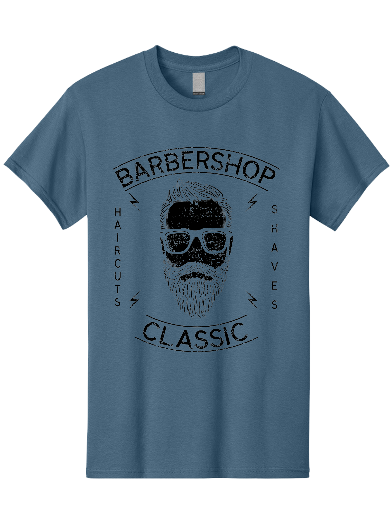 Barber Shop Classic Men'S Graphic Tee, 100% Cotton, Comfortable Casual Summer Wear, Machine Washable, Barber Shop, Classic Style, Men'S Grooming, Haircuts, Shaves, Beards, Sunglasses, Retro Aesthetic, Fashionable Hair, Stylish Beards Aae123