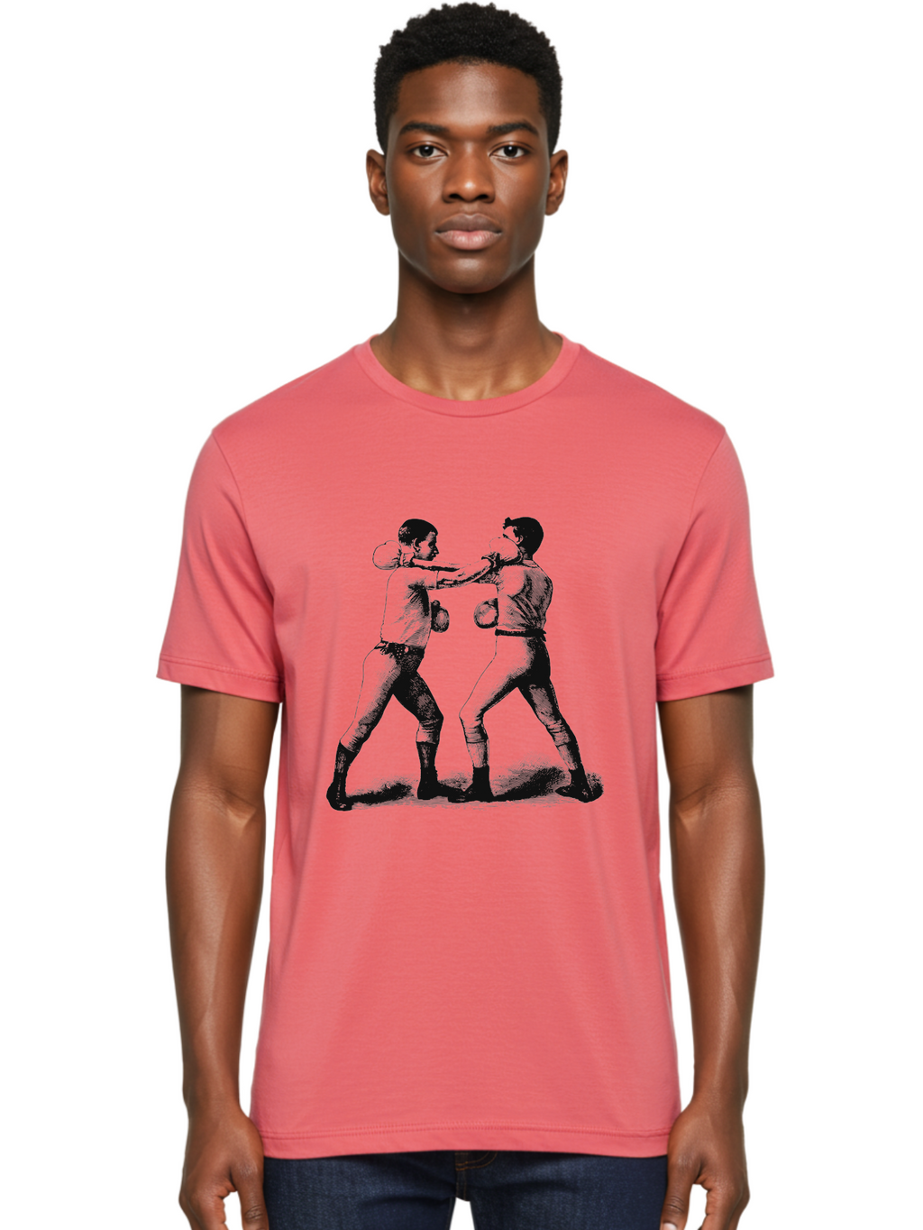 Bareknock Men'S Graphic Tee, 100% Cotton, Comfortable Casual Summer Wear, Machine Washable, Two Boxers Fighting, Boxing Gloves, Pugilistic Stance, Vintage Illustration, Boxing Techniques, Combat Sports, Martial Arts, Athletic Competition, Aae124